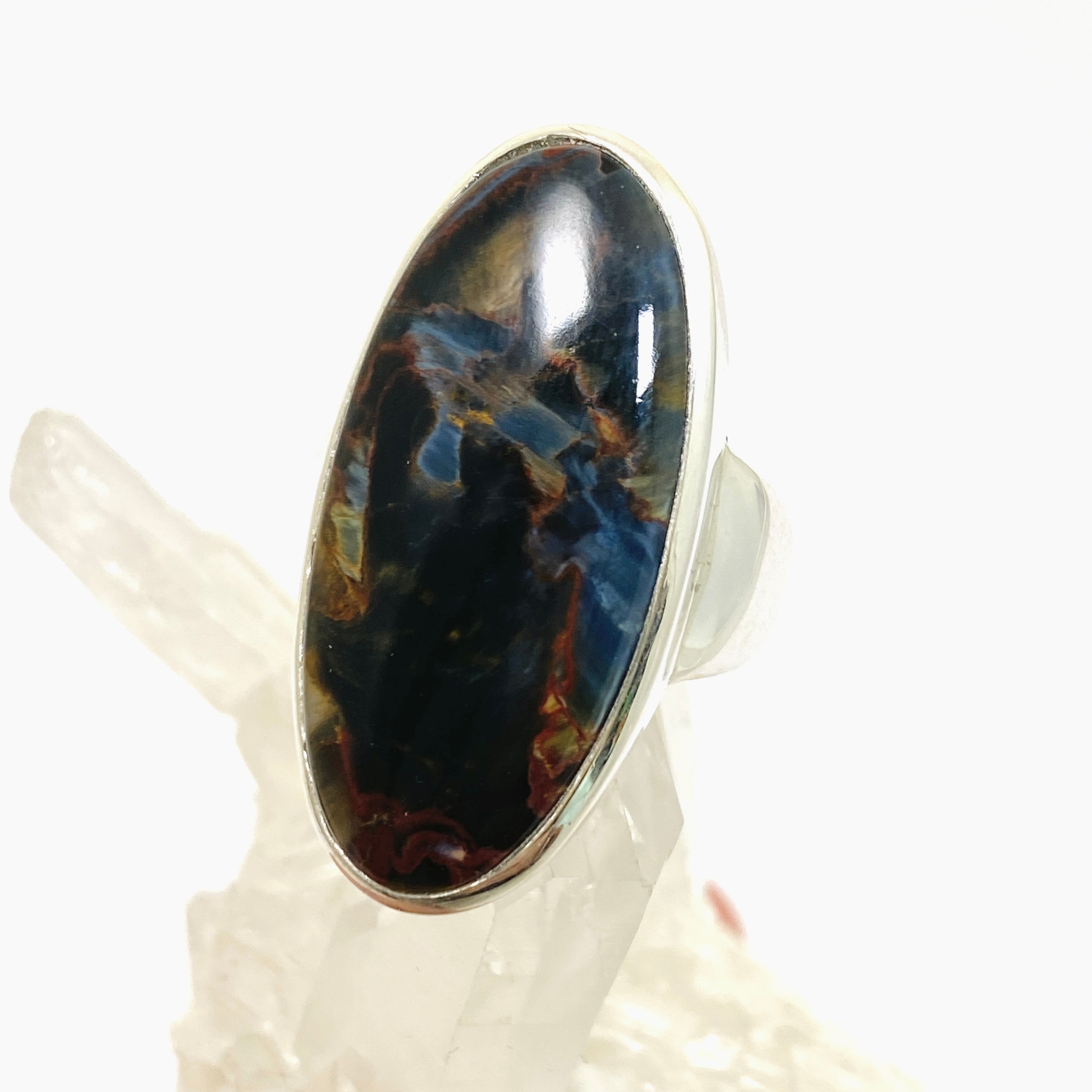 Pietersite Oval Cabochon Ring - Size 8 - Natural Stone Jewelry - PRGJ898 - Perfect for Boho Fashion & Spiritual Healing