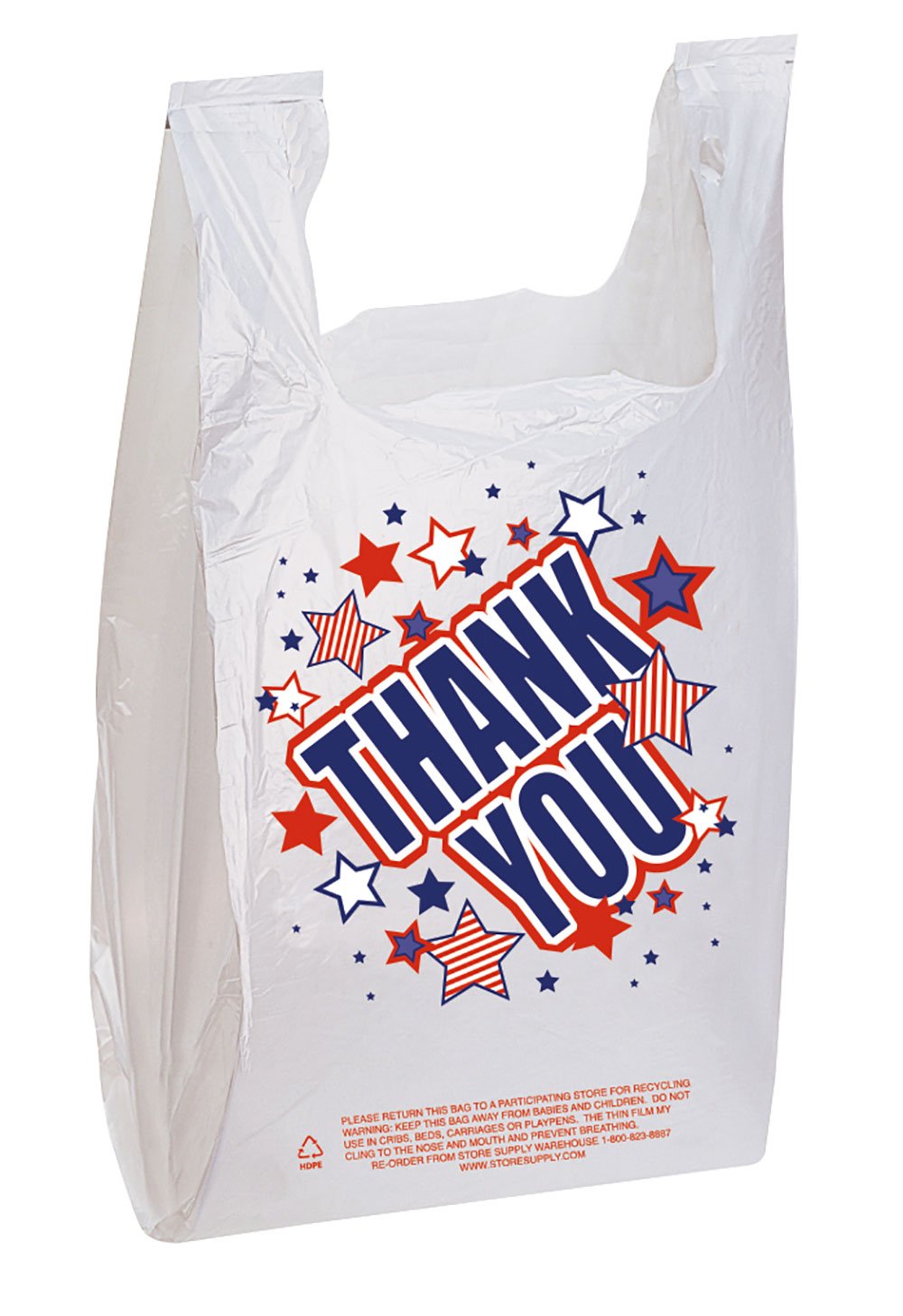 SSWBasics Thank You Bags (Americana Plastic T-Shirt Bags) - 500 Pack - 11.5