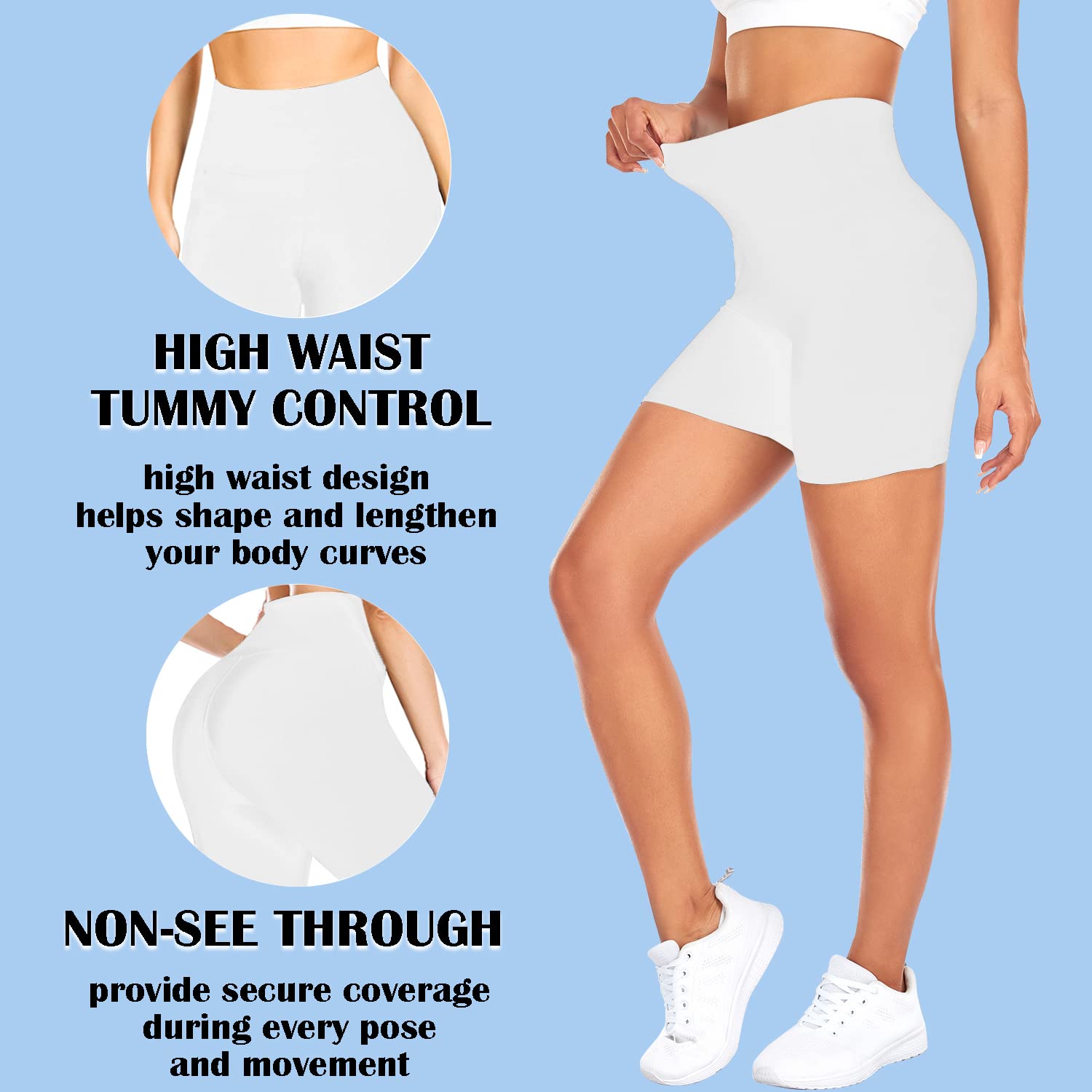 FULLSOFT High Waisted Biker Shorts for Women - 5 Inch Tummy Control Workout Shorts for Running, Yoga, Gym & Fitness | Breathable & Comfortable Athletic Shorts for Active Women