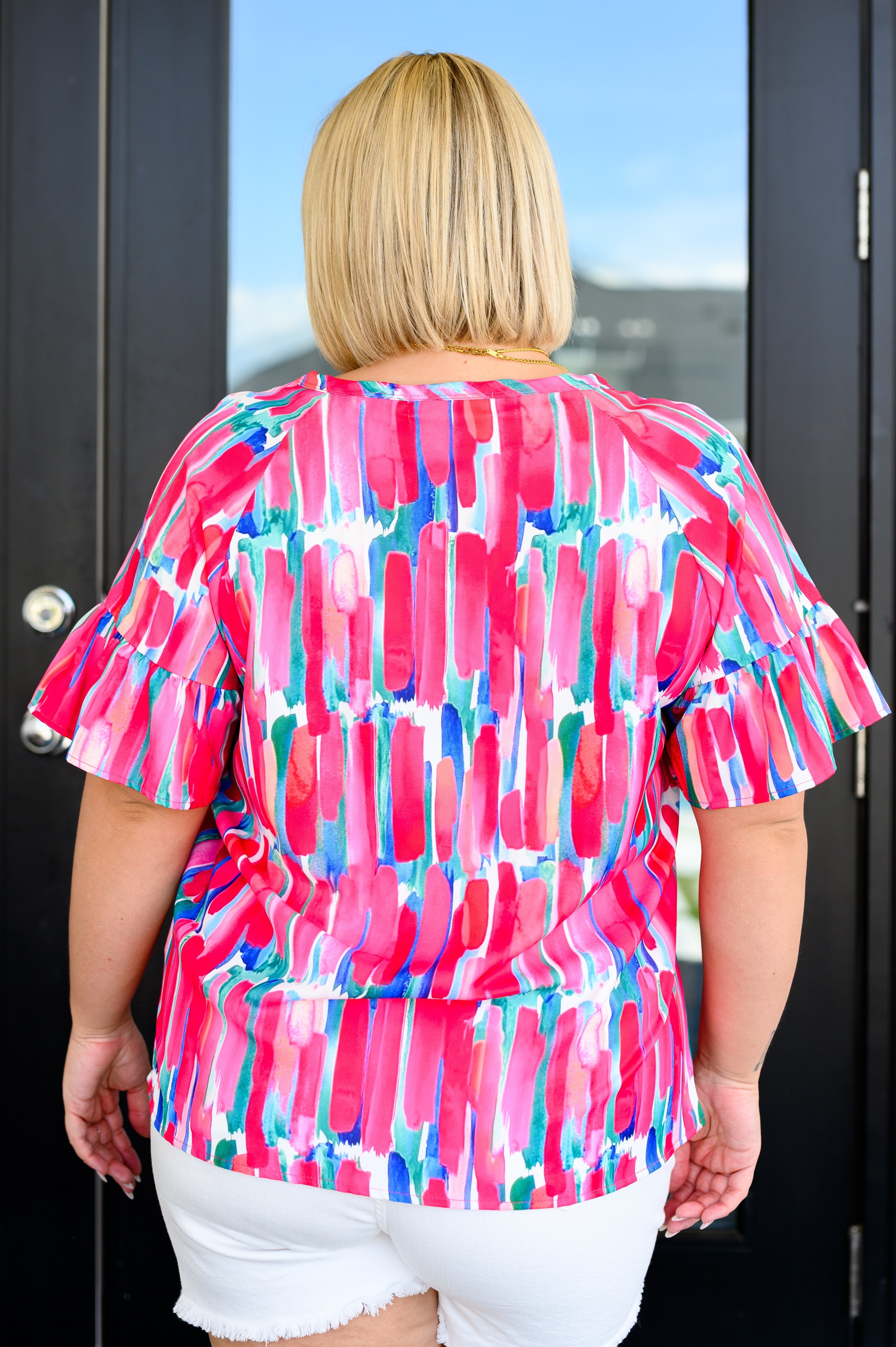 Elegant V-Neck Blouse for Women - Chic Art Exhibit & Office Wear - Flowy Casual Tops for Work & Special Occasions