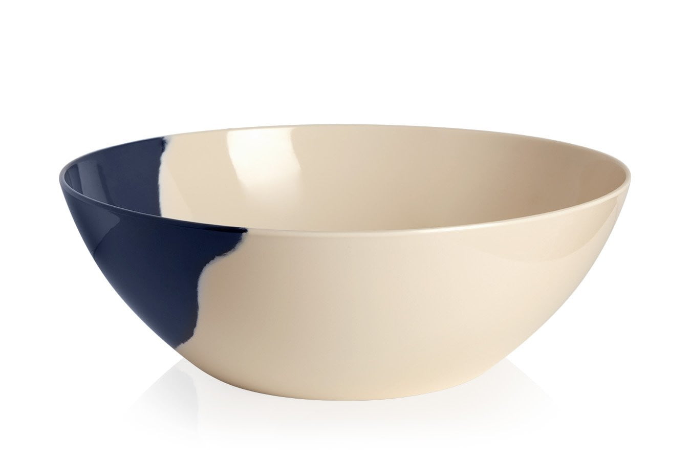 Ivory and Navy Melamine Salad Bowl Set - 5 Piece Serving Set for Salads, Pasta, and Party Dishes - Durable and Lightweight for Indoor & Outdoor Use