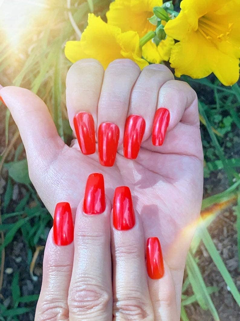 Falling in Love Red Nail Polish - Shimmer Nail Lacquer with Long Lasting Wear, Vegan & Cruelty Free - Perfect for Valentine's Day, Date Night & Special Occasions