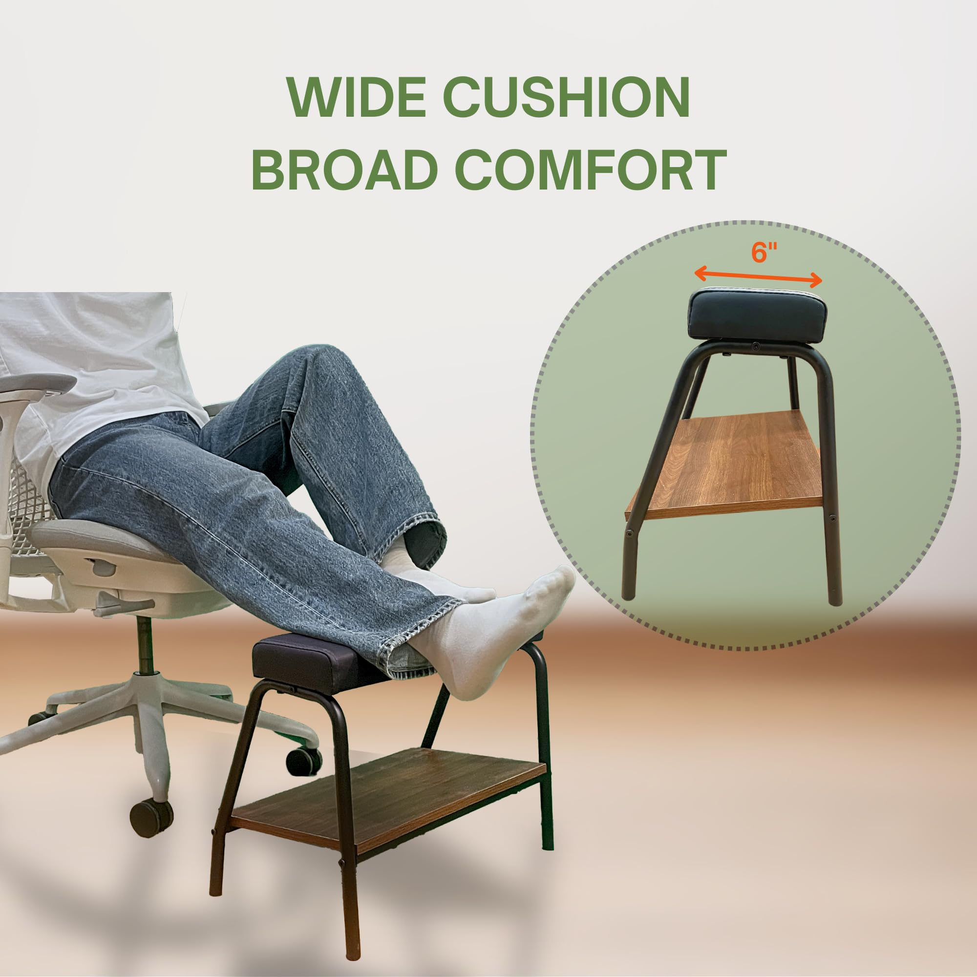 Ergonomic Double Step Footrest Under Desk - Adjustable Height Foot Stool Ottoman for Office & Home, Improves Posture & Circulation - Perfect for Workstations, Gaming Setups & Home Offices
