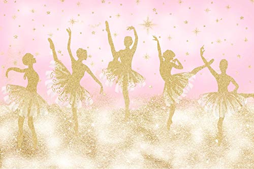 7x5ft Ballet Girl Photography Backdrop - Gold Shiny Dance Skirts & Pink Background for Ballet Dancer Photo Shoot, Birthday Party Decor, Wallpaper Props - Perfect for Dance Studio, Kids Party, Themed Events & Social Media Content Creation