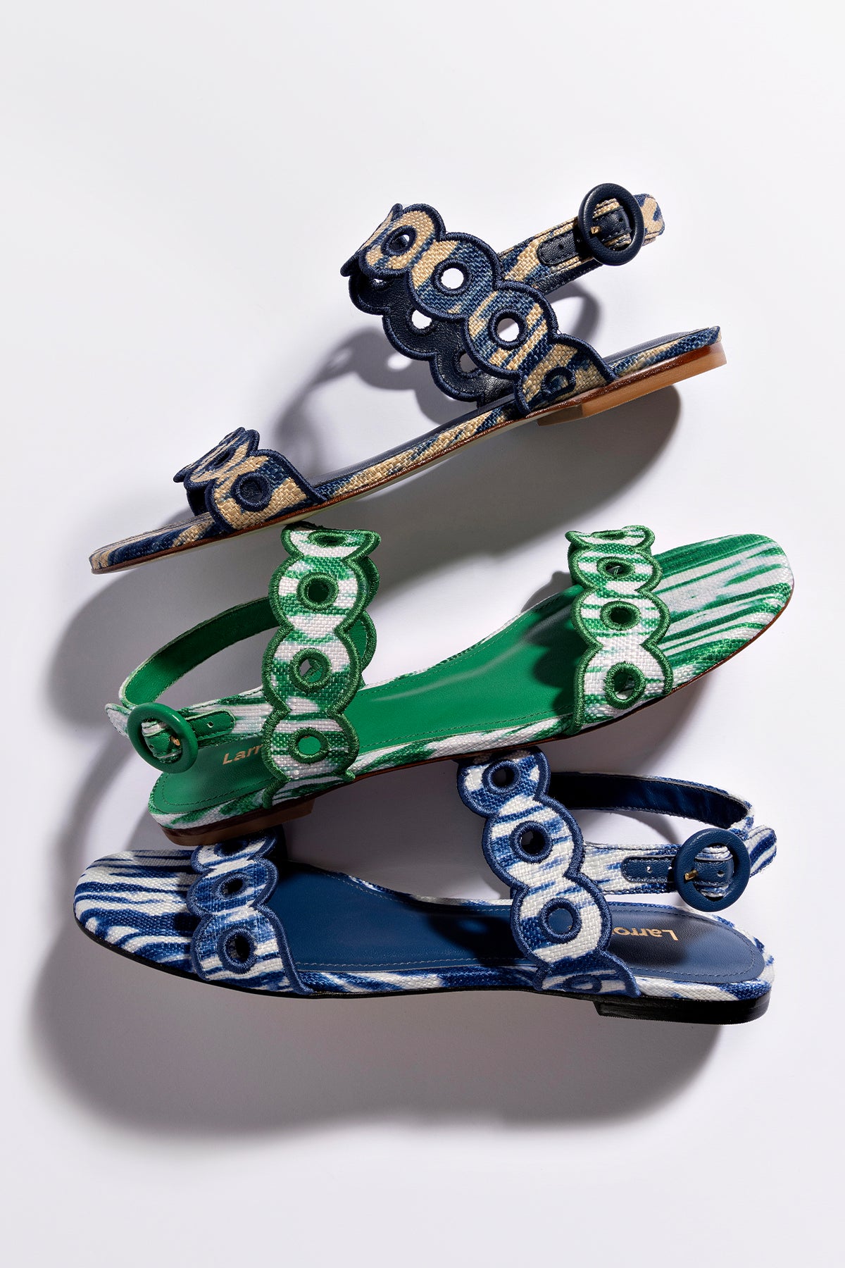 Florence Broderie Flat Sandal - Tie Dye Blue Raffia Women's Summer Sandals | Comfortable Beach Shoes for Vacation, Boho Outfits & Casual Wear