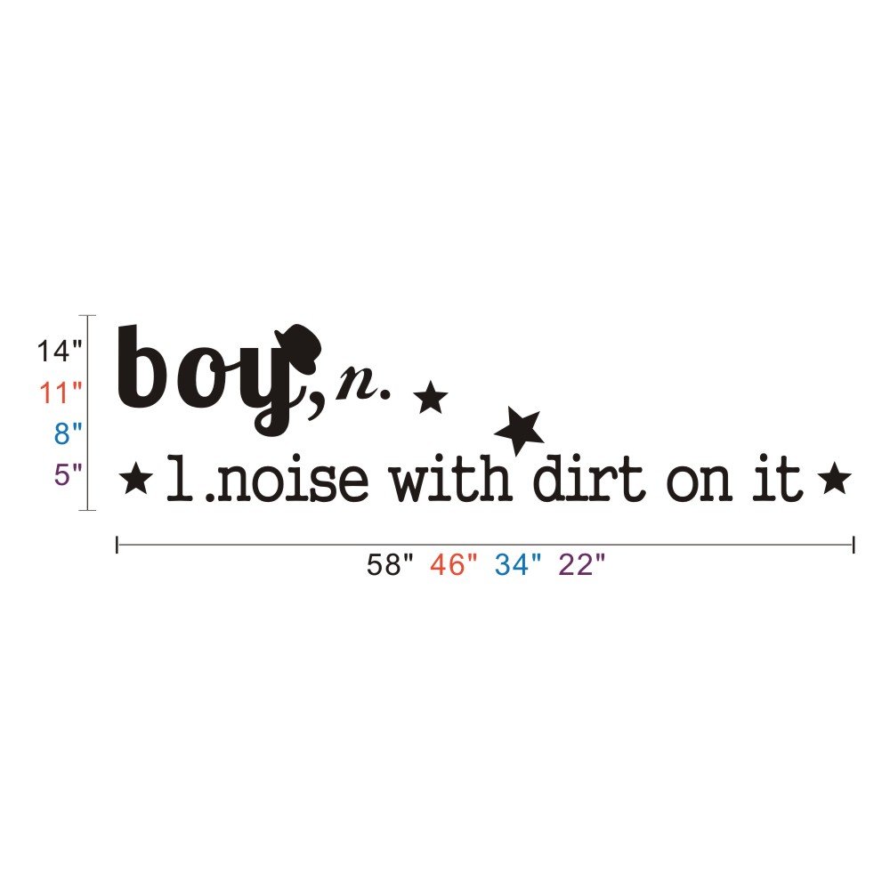 Custom X-Large Boy Definition Sticker - Funny Dirt & Noise Wall Decal for Nursery & Bedroom Decor - Perfect for Kids Room, Playroom & Teen Boy's Space