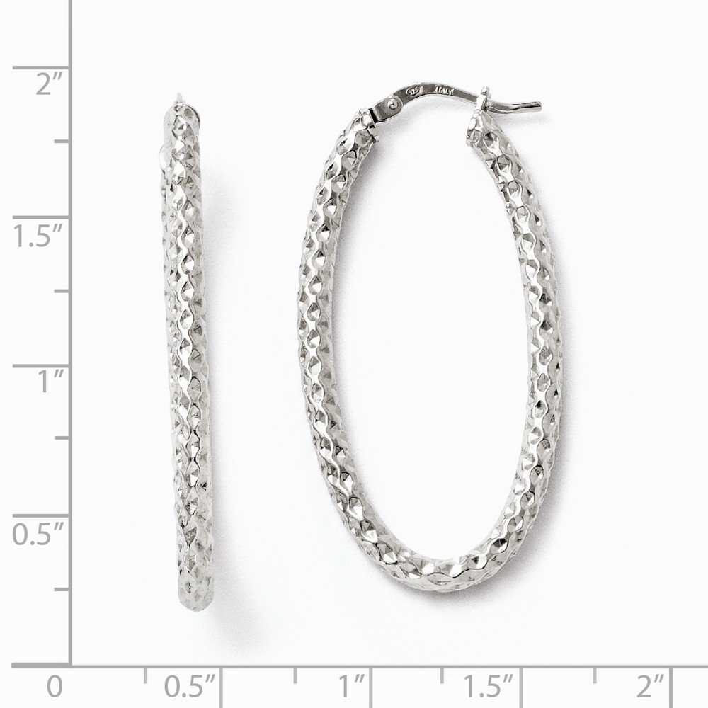 925 Sterling Silver Textured Oval Hinged Tube Hoop Earrings for Women - 42mm x 13mm, Dainty Minimalist Jewelry, Perfect for Everyday Wear, Parties & Gifts