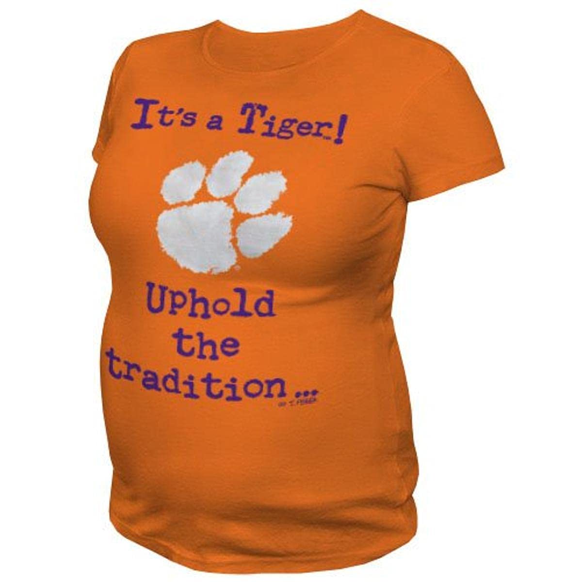 NCAA Clemson Tigers T.Fisher Uphold the Tradition Maternity Tee Shirt - Comfortable Cotton Pregnancy T-Shirt for Women - Perfect for Game Day, Maternity Photos & School Spirit