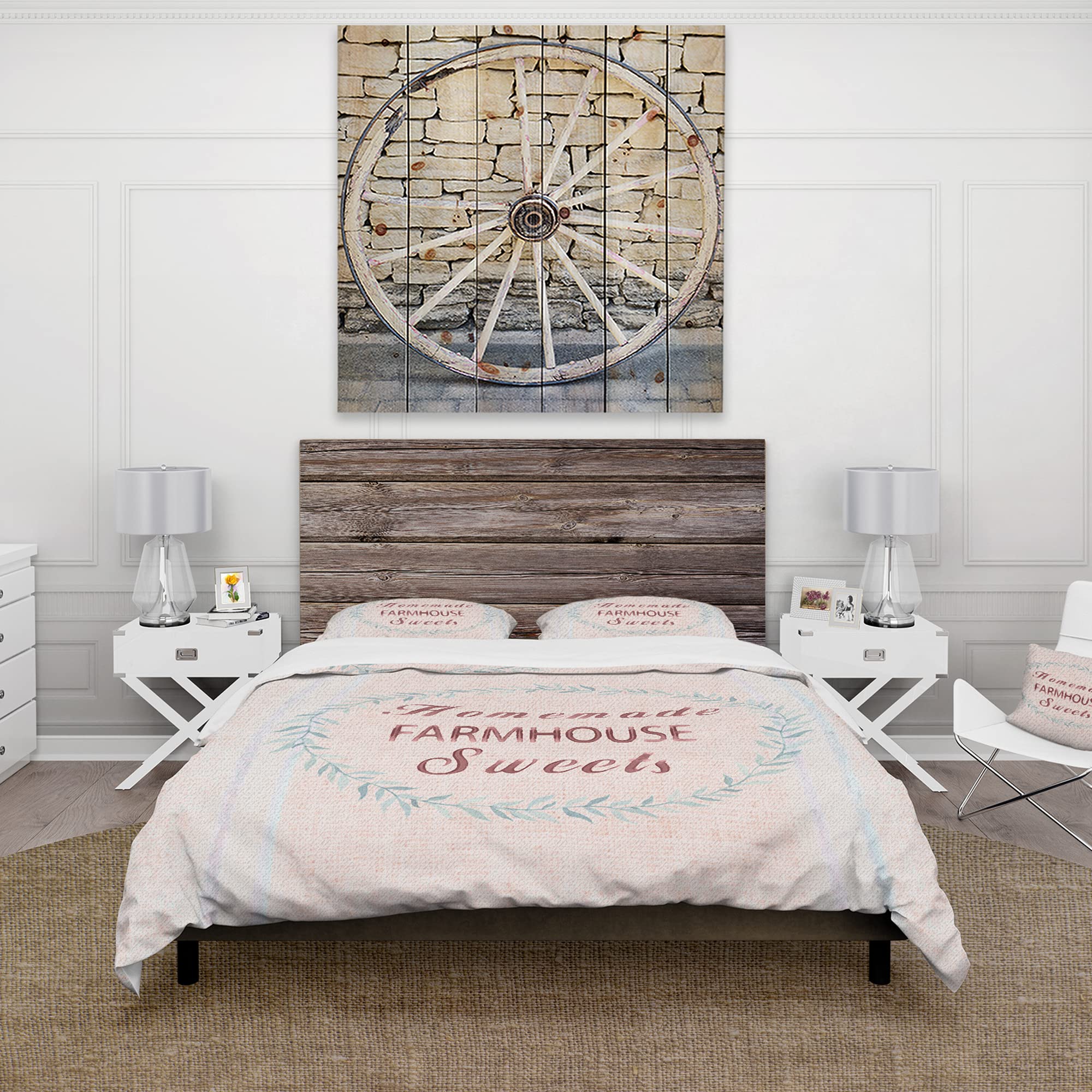 DesignQ Farmhouse Floral Duvet Cover Set - King Size 3-Piece Pink Bedding Set, All Season Soft Cotton Comforter Cover for Cozy Farmhouse Bedroom Decor | Perfect for Master Bedroom, Guest Room & Airbnb
