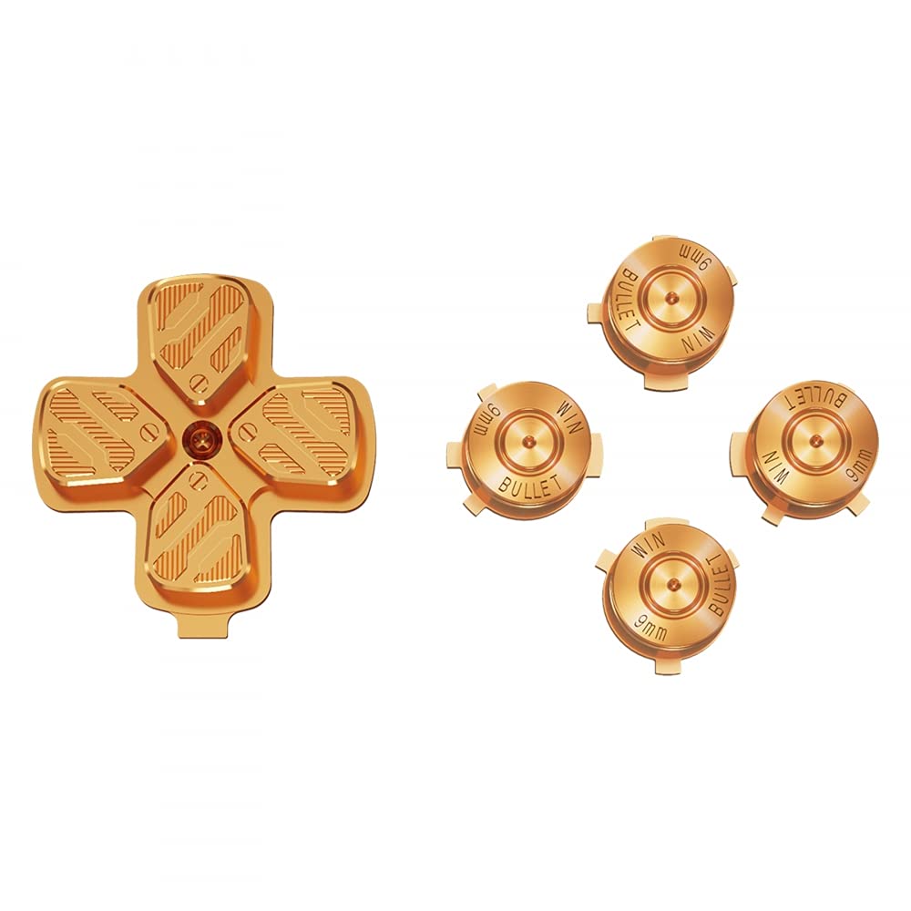 eXtremeRate Metal ABXY D-Pad Buttons Replacement for PS5 Controller - Gold | Compatible with PlayStation 5 Controller | Enhance Gaming Performance for FPS, Fighting & Action Games