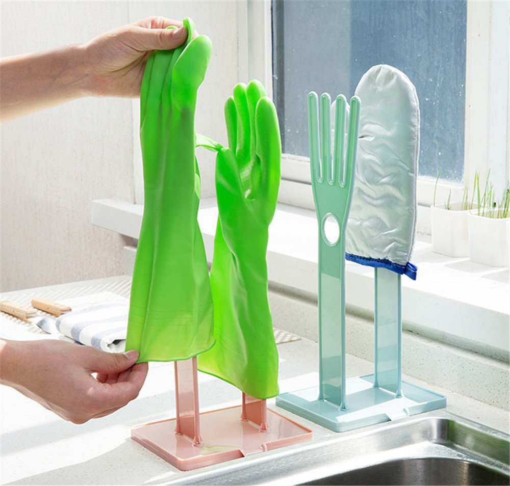 2-Pack Kitchen Rubber Gloves Holder & Drying Rack - Sink Organizer for Dish Towels, Sponges & Cleaning Tools - Space-Saving Bathroom & Kitchen Accessories for Organized Home