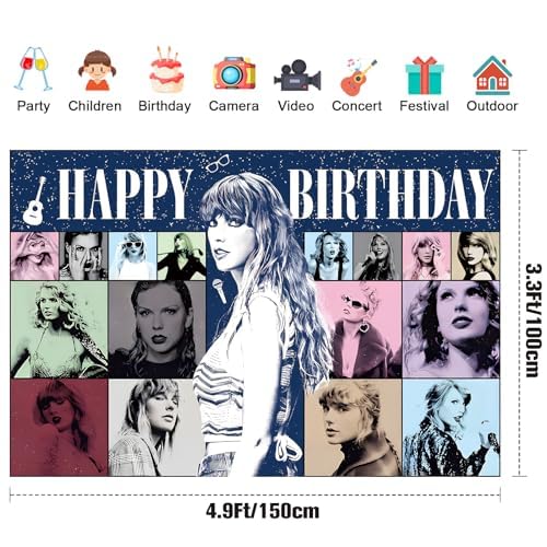 50 PCS Birthday Party Decorations Kit - Includes Banner, Balloons, Backdrop, Cupcake & Cake Toppers - Perfect for Girls, Boys & Fans Birthday Celebrations - Ideal for Home, School & Office Parties