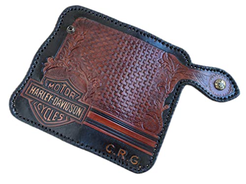 Handmade 3D Genuine Leather Wallet for Men - Custom Engraved Biker Wallet with Hand-Painted Design - Perfect for Motorcycle Riders & Gift Giving