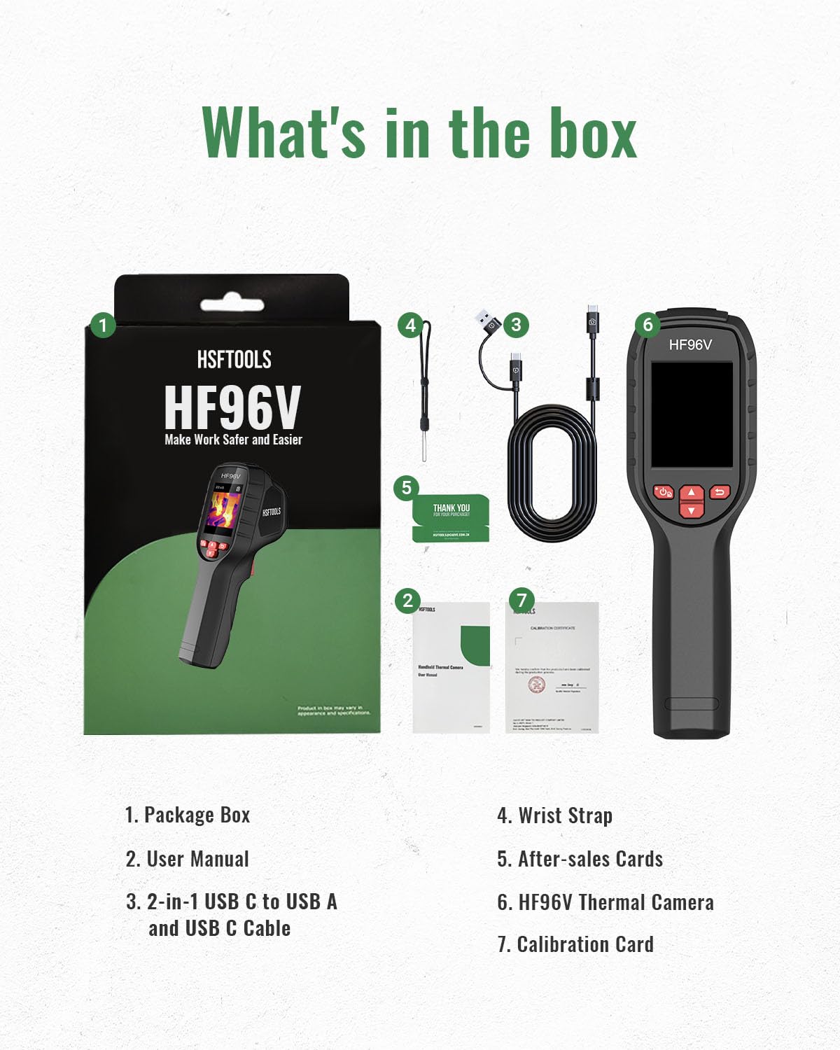HF96V Thermal Imaging Camera with Visual Camera - 240x240 Super Resolution, 96x96 IR, Laser Pointer, 25Hz, 50°FOV, -4°F to 1022°F, IP54 - Perfect for Electrical Inspections, HVAC Maintenance & Home Energy Audits