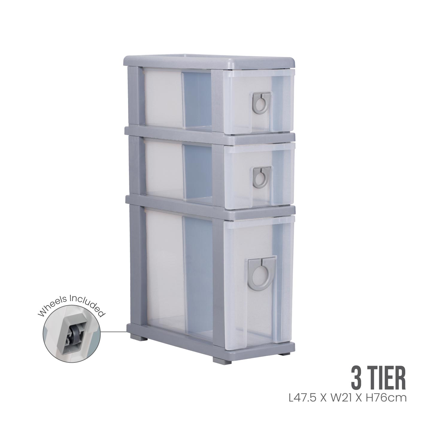 GREY FRAME TRANSLUCENT DRAWER (511-3GF-TPT)