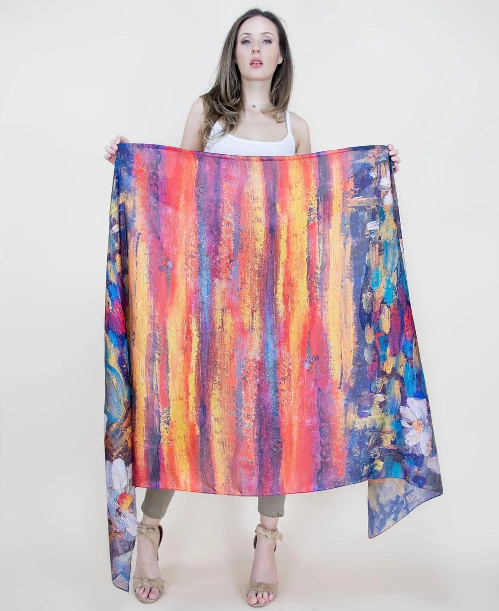 Elegant Chiffon Scarves with Museum Art Prints - Lightweight & Stylish for Women - Perfect for Travel, Parties, and Fashion Accessories