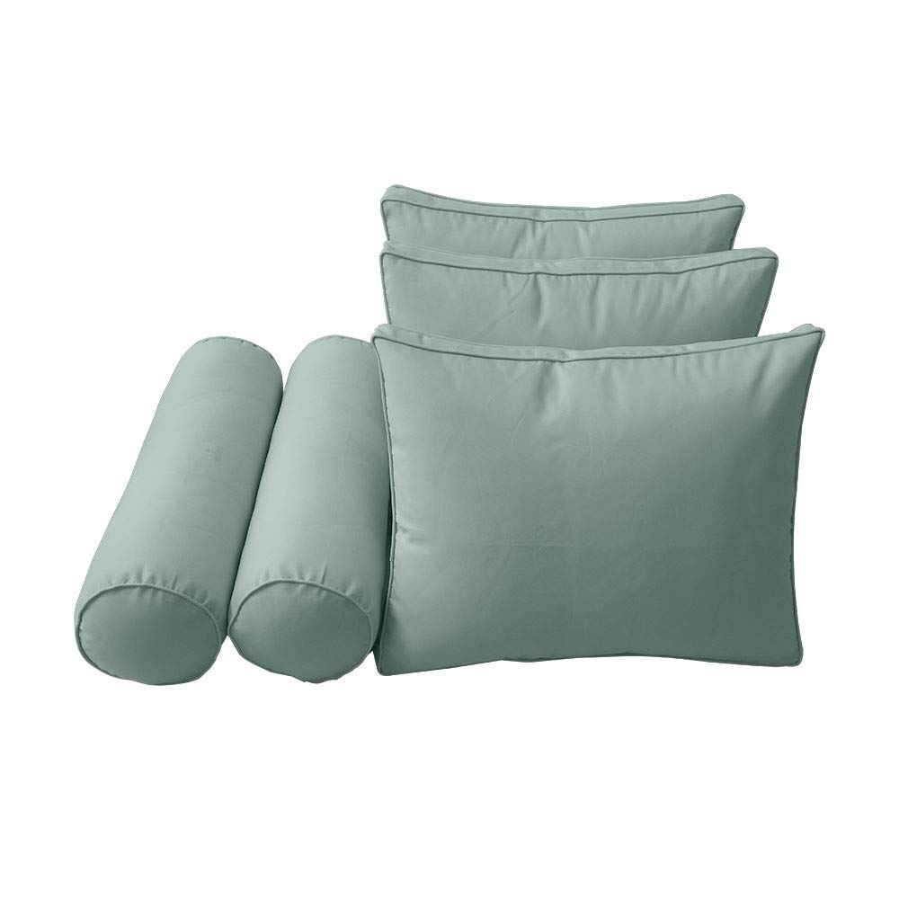 Prolinemax Outdoor Style 3 Twin-XL Piped Trim Daybed Mattress Bolster Pillow Fitted Cover Set - Waterproof & Breathable Fabric for Patio, Sunroom, or Guest Room (AD002)