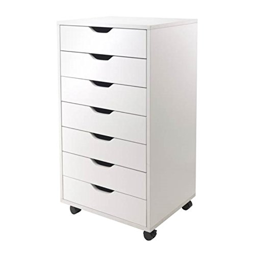 Ergode Wood Halifax 7-Drawer Storage Cabinet in White - Versatile Organizer for Home Office, Bedroom & Living Room | Easy-Open Drawers with Smooth Gliding | Space-Saving Mobile Design for Small Spaces | Perfect for Storing Files, Books, Toys & Home Essentials