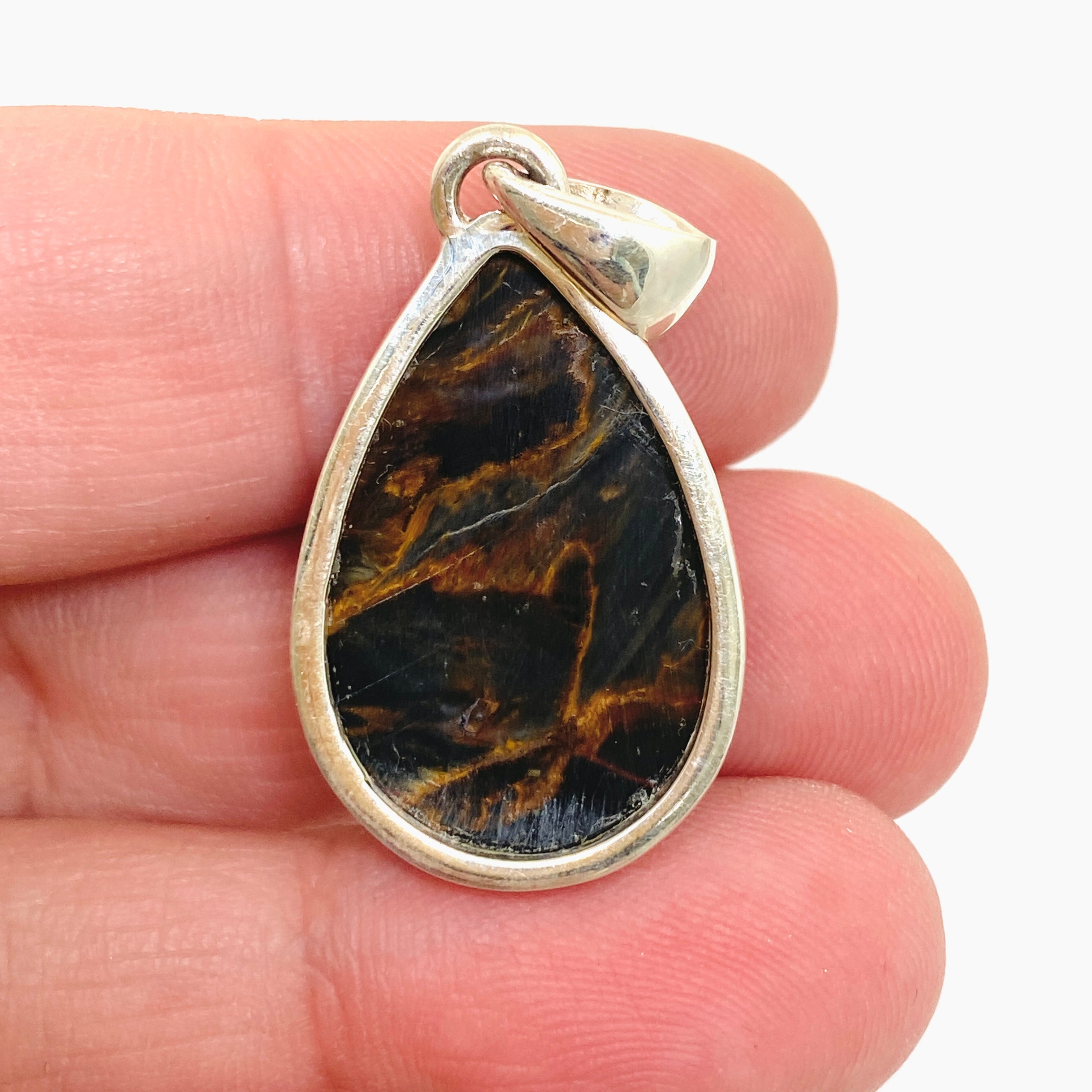 Natural Pietersite Teardrop Cabochon Pendant - Unique Gemstone Jewelry for Women | Handmade Silver Pendant Necklace | Perfect for Boho Fashion, Spiritual Healing & Gift Giving