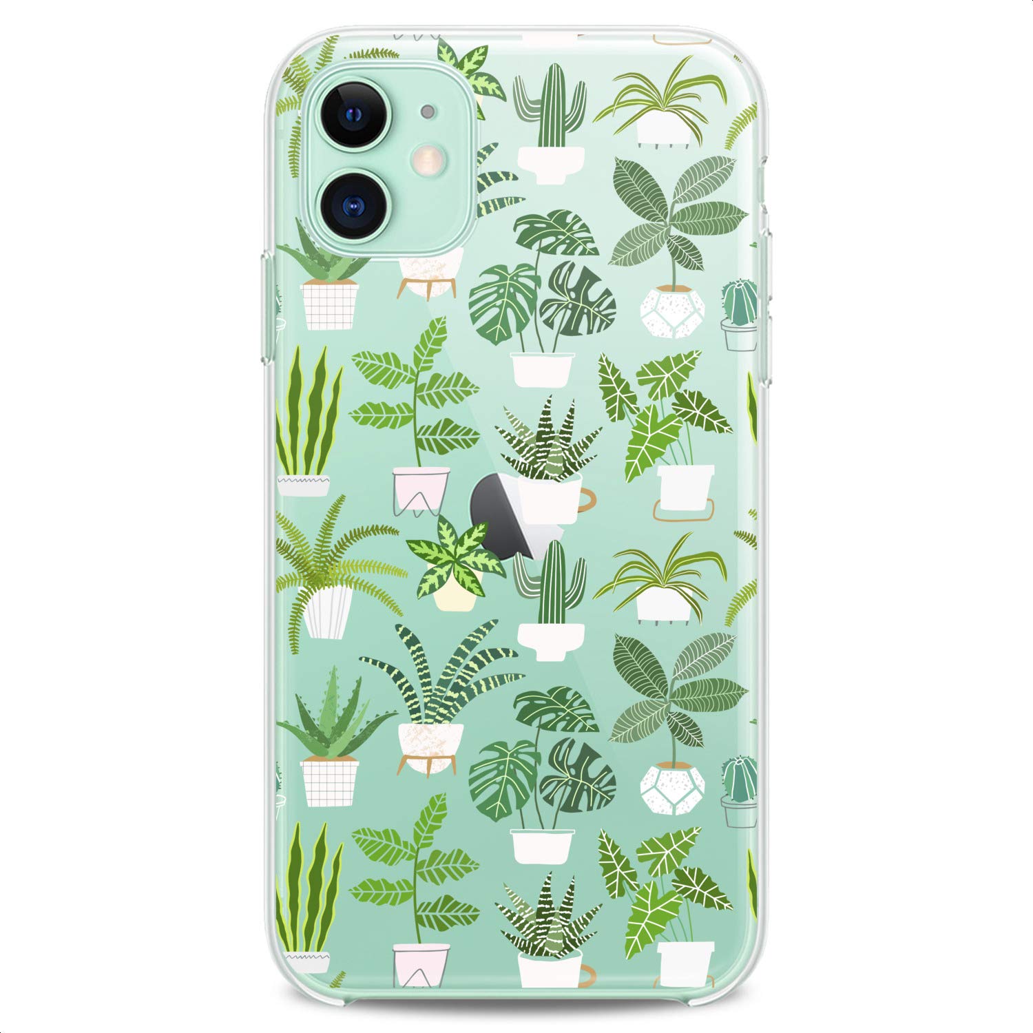 Premium TPU Phone Case for iPhone 16/15/14/13/12/11 Pro Max/Plus/Mini/XS/XR/X/8/7/6/5/SE - Slim Flexible Clear Silicone Cover with Tropical Plant & Potted Cute Print Design - Perfect for Women, Girls, Office & Daily Use