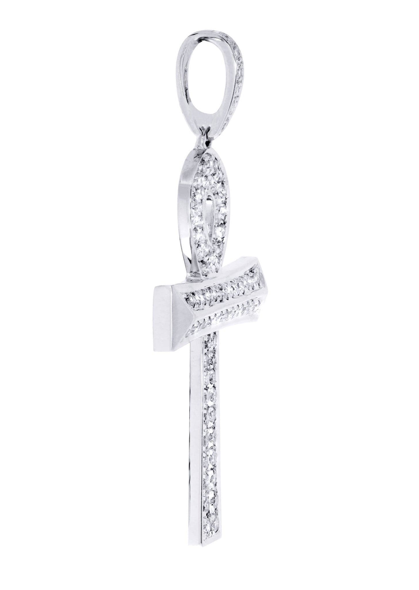 0.47 Carat Diamond Ankh Pendant Necklace - 3.44 Grams 14K Gold Egyptian Cross Jewelry for Women - Perfect for Spiritual Gifts, Meditation & Everyday Elegance