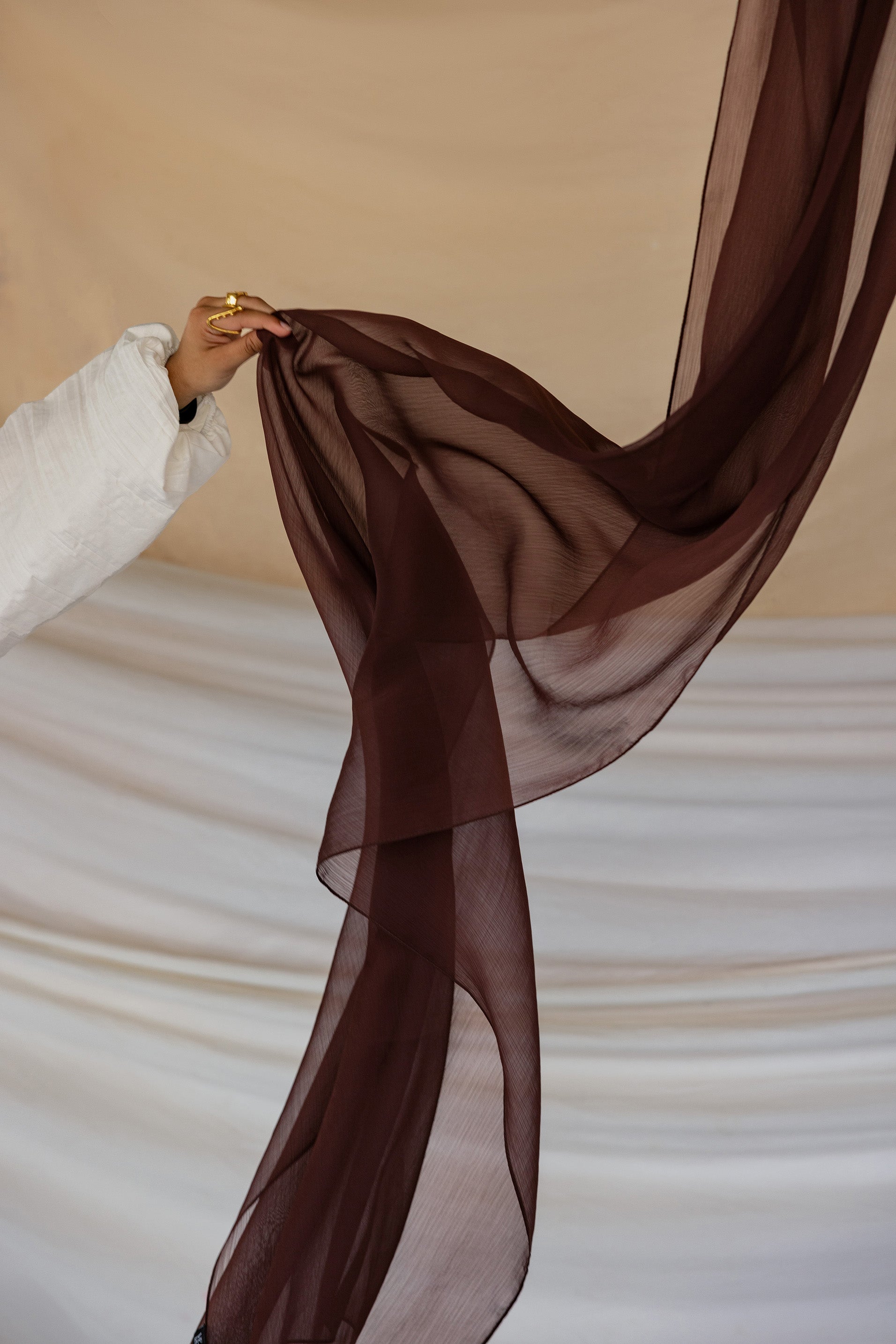 Elegant Espresso Quartz Crinkle Chiffon Fabric - Perfect for Dresses, Blouses & Home Decor