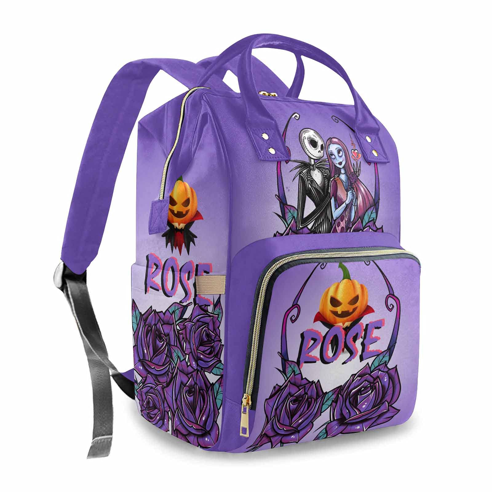 Custom Personalized Halloween Diaper Backpack for Mom & Dad - Nightmare Before Christmas Themed Baby Bag for Newborn Boys & Girls - Perfect for Daycare, Travel & Baby Shower Gifts