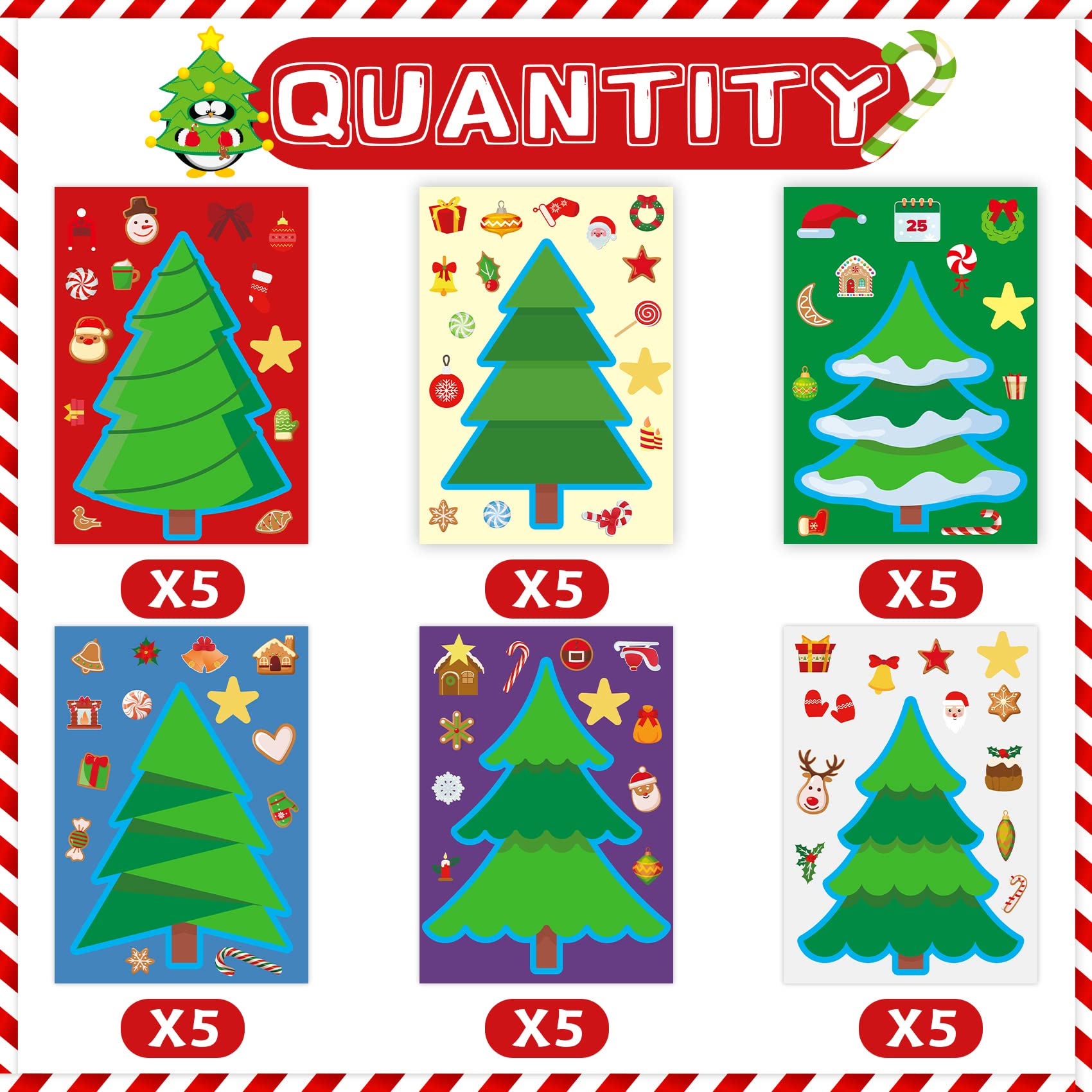 Funnlot Christmas Stickers for Kids - Holiday Tree Decals, Fun Toddler Activities & Learning Games - Perfect for Classroom Crafts, DIY Gift Wrapping & Holiday Party Favors