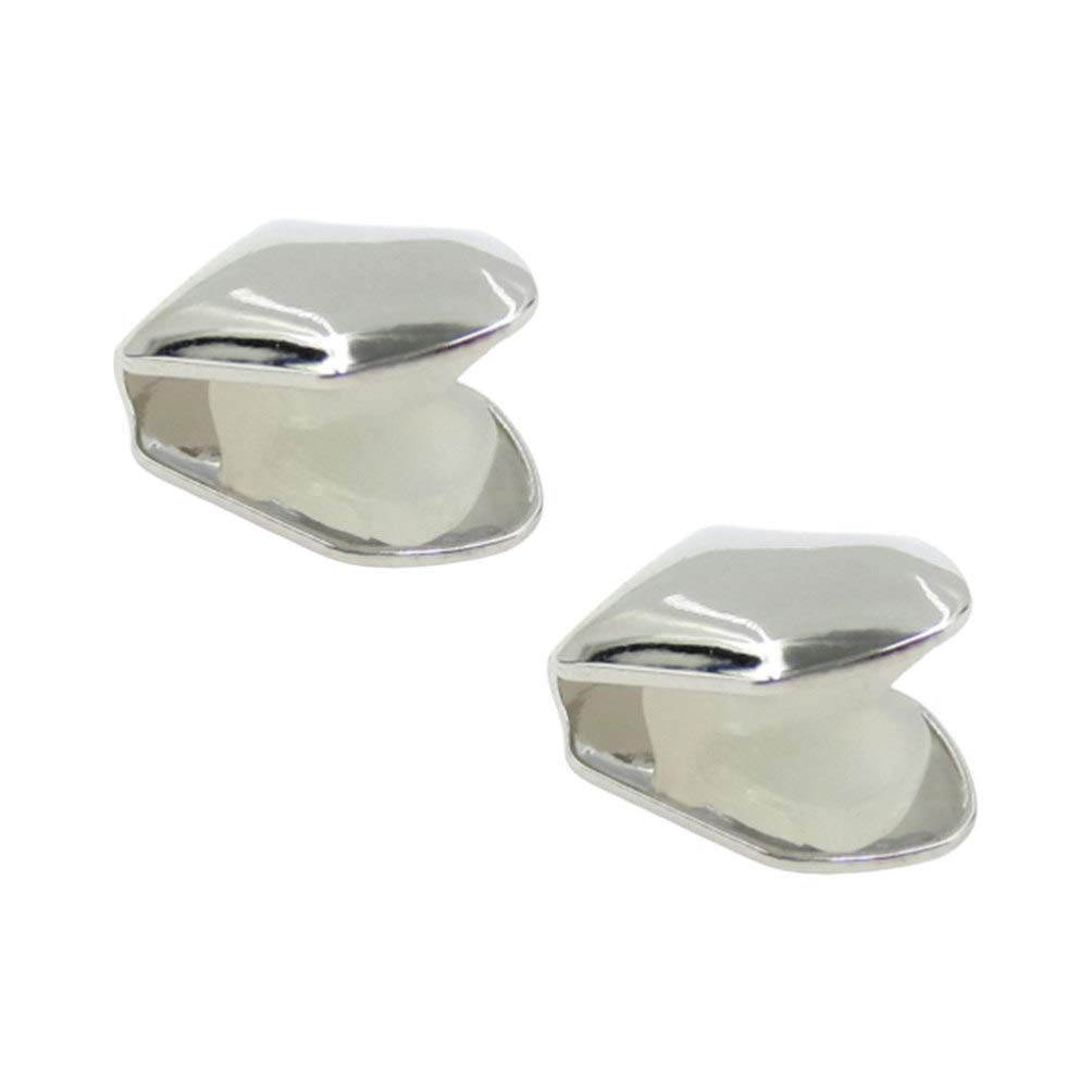 SUPVOX 2Pcs Silver Plated Small Single Tooth Cap - Hip Hop Grillz Teeth Jewelry for Men & Women - Perfect for Halloween, Costume Parties and Rap Performances