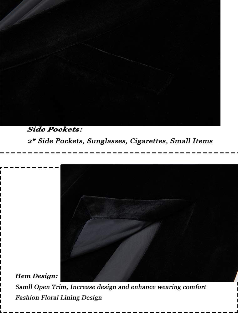 THWEI Men's Velvet Blazer Slim Fit for Wedding & Party