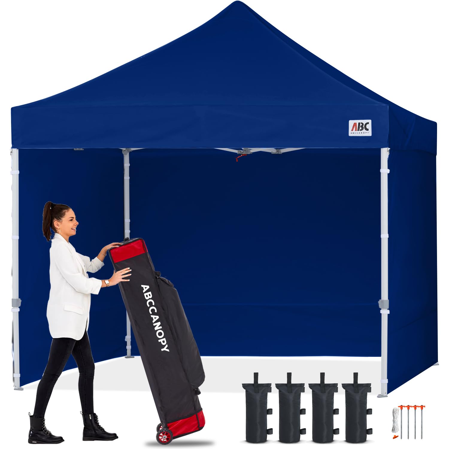 ABCCANOPY 10x10 Commercial Pop Up Canopy Tent with Removable Sidewalls - Navy Blue Instant Shelter for Outdoor Events, Farmers Markets & Beach Camping