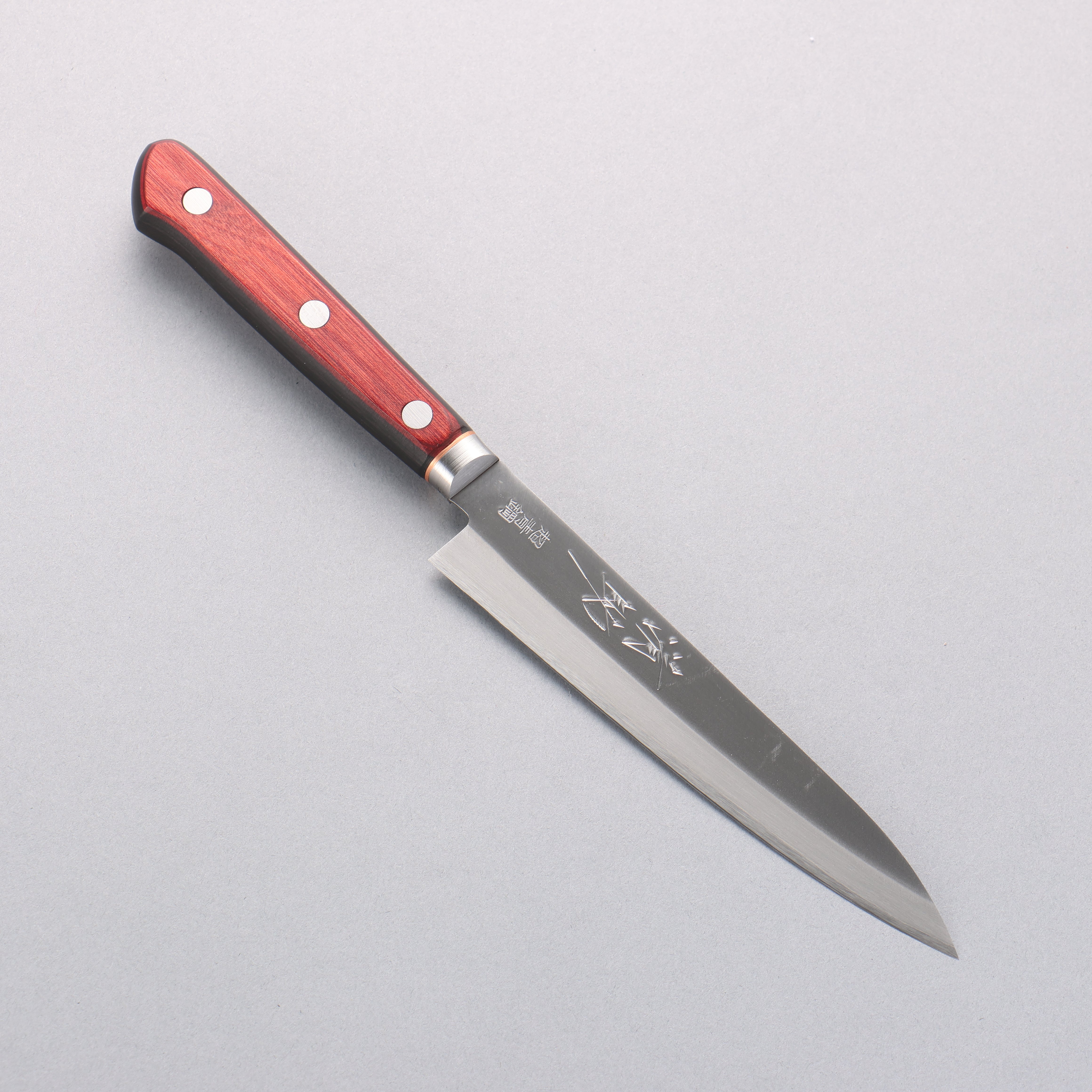 Seisuke Blue Super Petty Utility Knife 145mm with Red Pakka Wood Handle - Perfect for Precision Slicing, Peeling & Garnishing in Home Kitchens & Professional Cooking