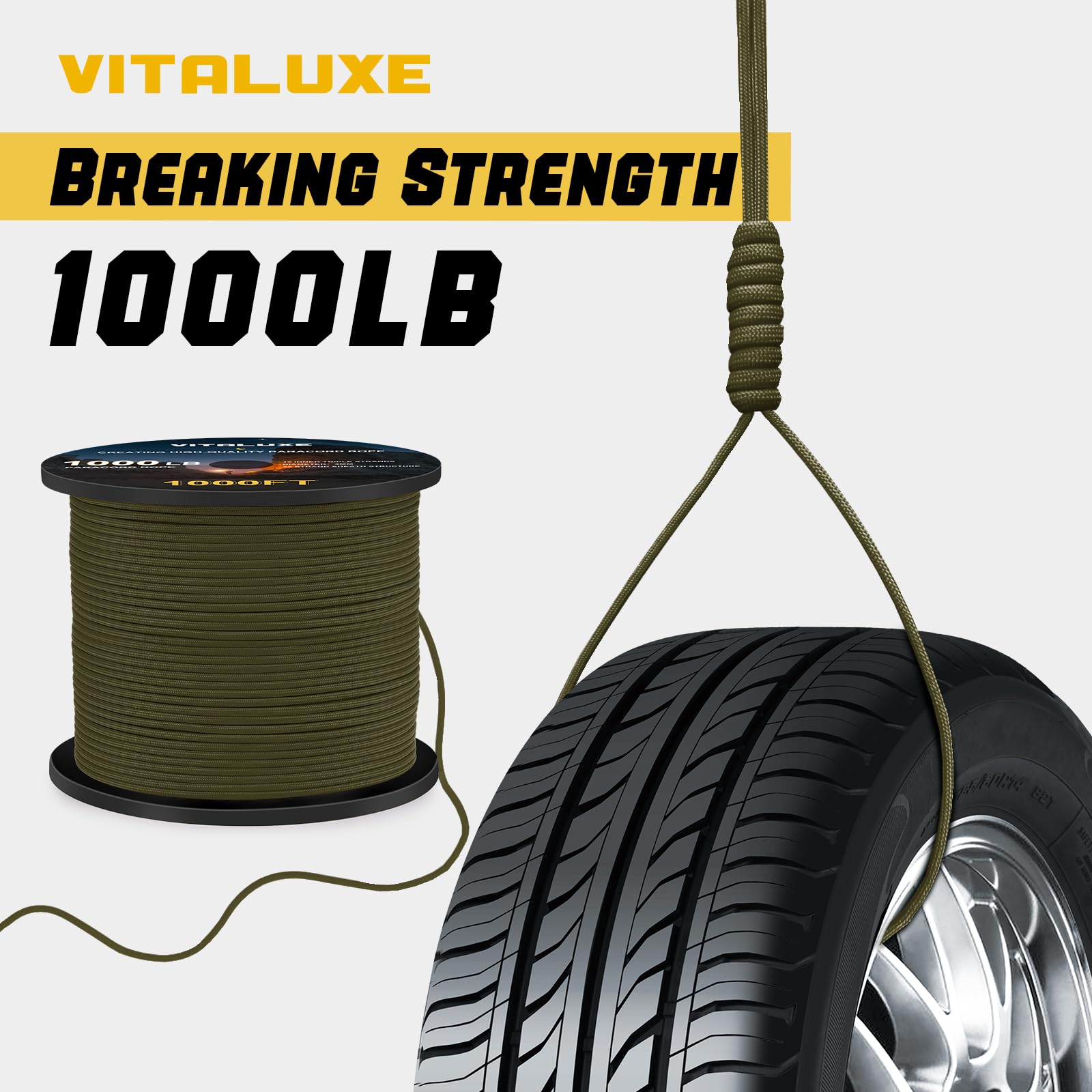 Heavy Duty 1000lb Paracord Rope - 4mm Tactical Survival Cord for Camping, Hiking & Bracelets