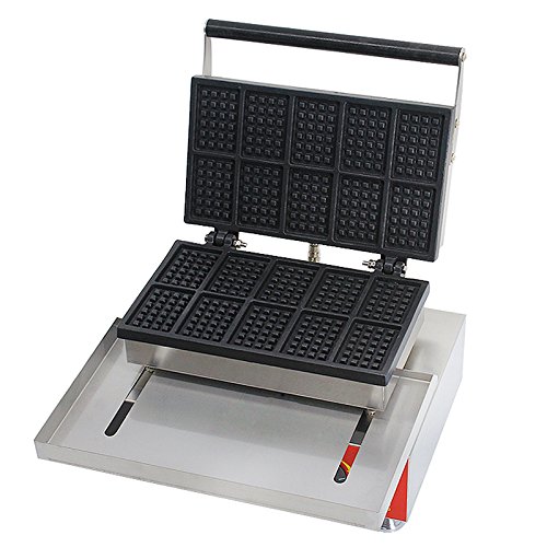 INTSUPERMAI 1500W Commercial Waffle Maker Machine - Belgian Nonstick Waffle Iron with 10 Baker Plates - 110V Electric Waffle Iron for Home, Cafe & Restaurant Use - Perfect for Breakfast, Desserts & Catering Events