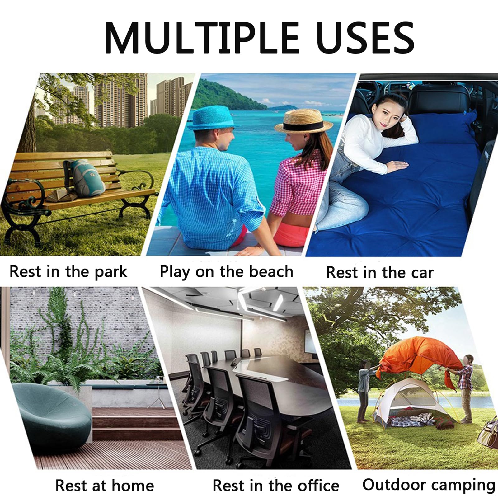 **Inflatable Car Air Mattress for Back Seat - Thickened Portable Camping Bed with Air Pump - Universal SUV Travel Mattress for Road Trips & Outdoor Adventures**    *(Use Case: Perfect for camping, road trips, overnight stays, and comfortable naps during long drives!)*