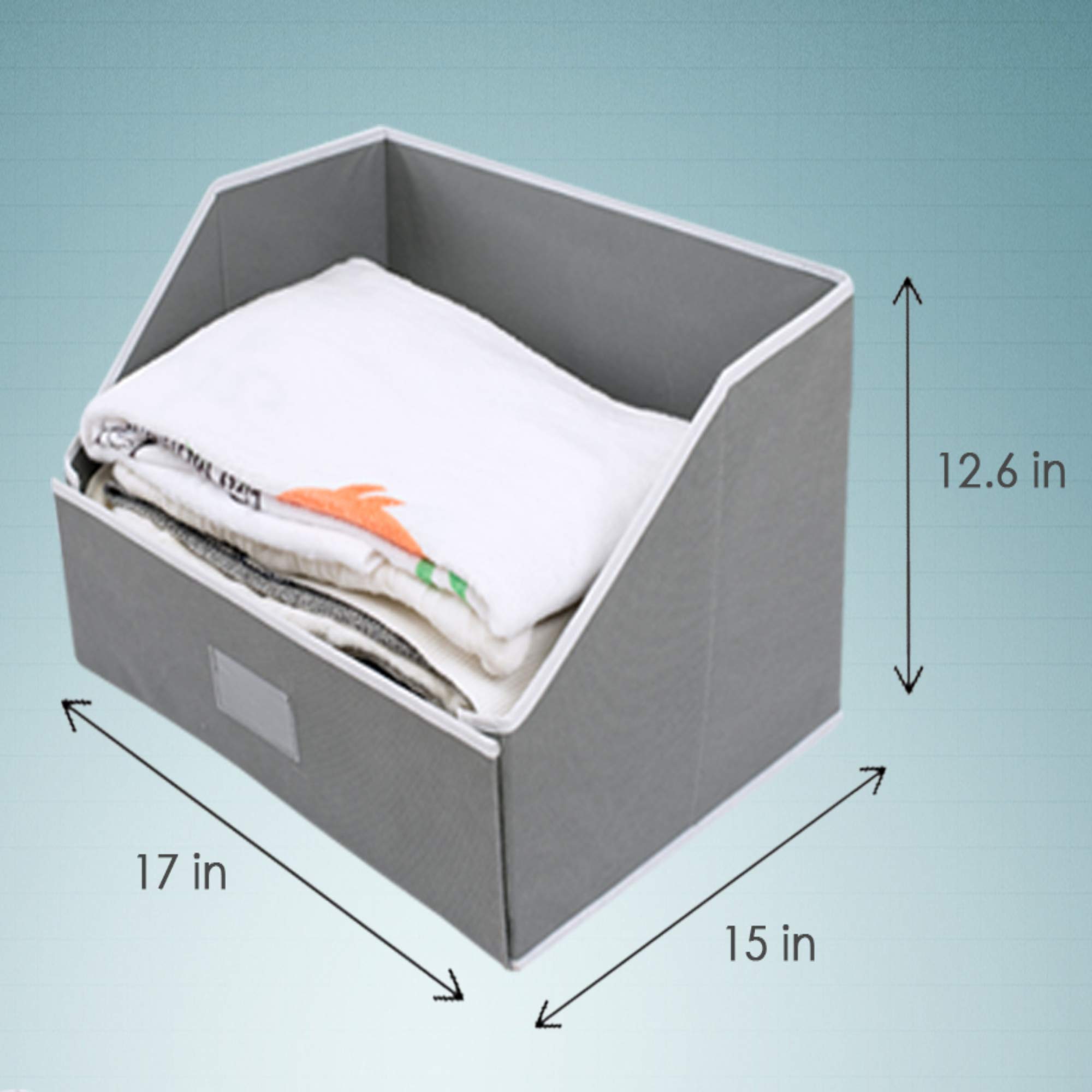Woffit Linen Closet Storage Organizers - Set of 3 Large Foldable Fabric Baskets for Sheets, Towels, Blankets & Clothing | Space-Saving Home Organization Solution for Bedroom, Bathroom & Closet