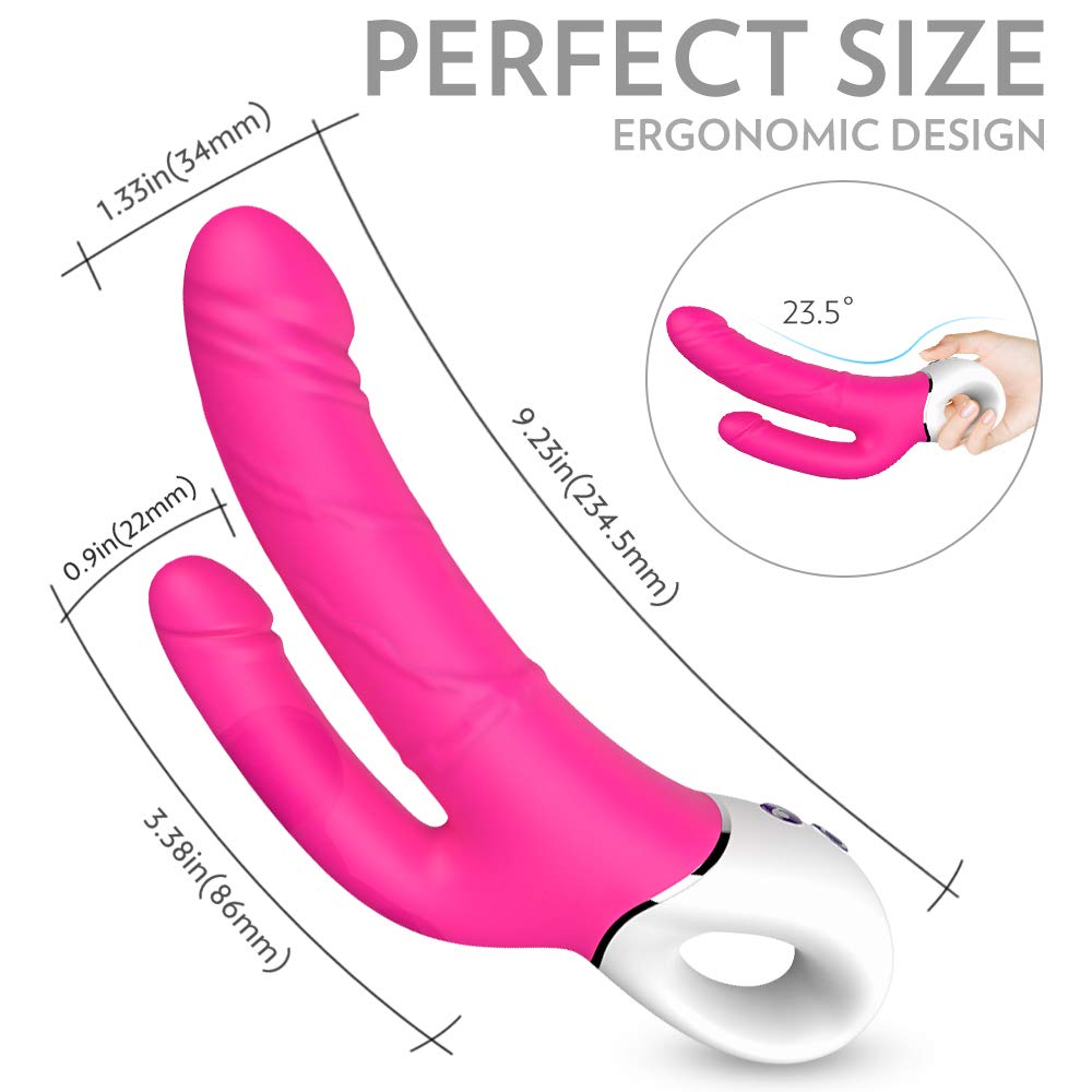 Flexible Silicone Double Dildo - Dual Insert & Vibration Adult Toy with 9 Modes, Waterproof USB Massager for Couples (Red) - Perfect for Spicing Up Intimacy & Role Play Scenarios