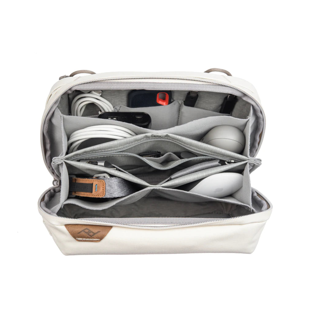 Peak Design Tech Pouch V2 - Premium Travel Organizer for Electronics & Cables (Bone Color) - Perfect for Business Trips, Digital Nomads & Everyday Carry