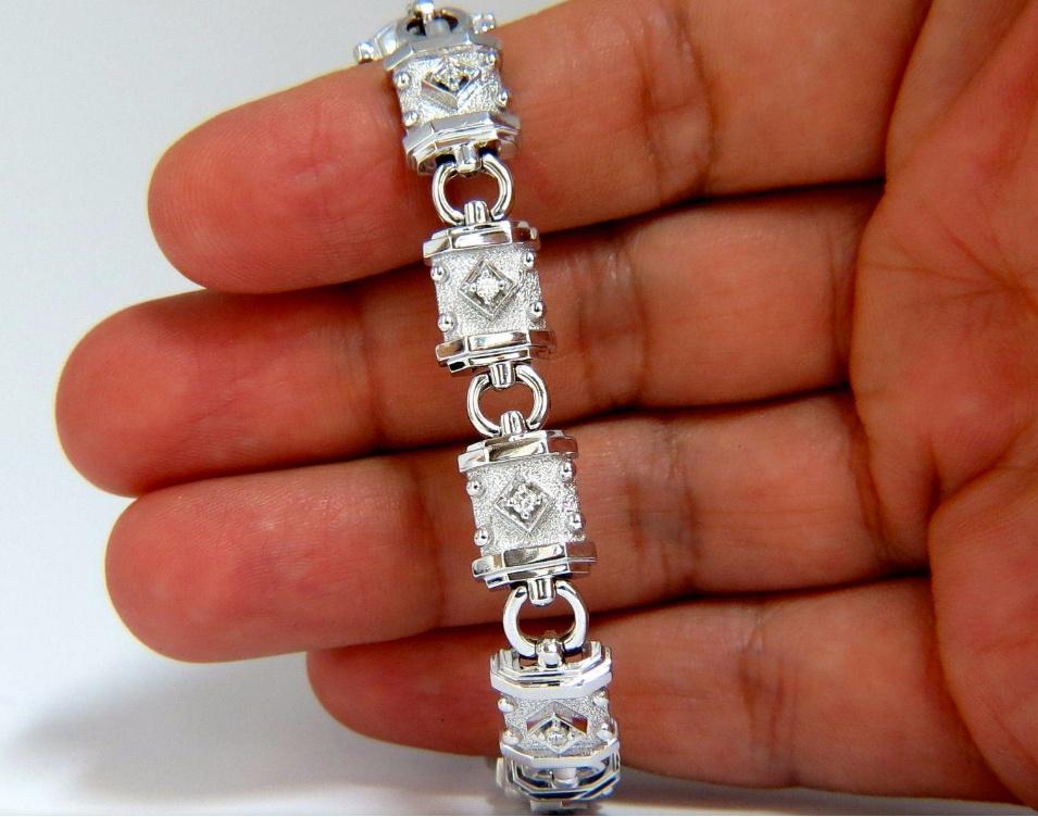 Deco Spanish Gothic Natural Diamond Tennis Bracelet .33 Carat 14kt White Gold - Elegant Jewelry for Weddings, Parties & Special Occasions