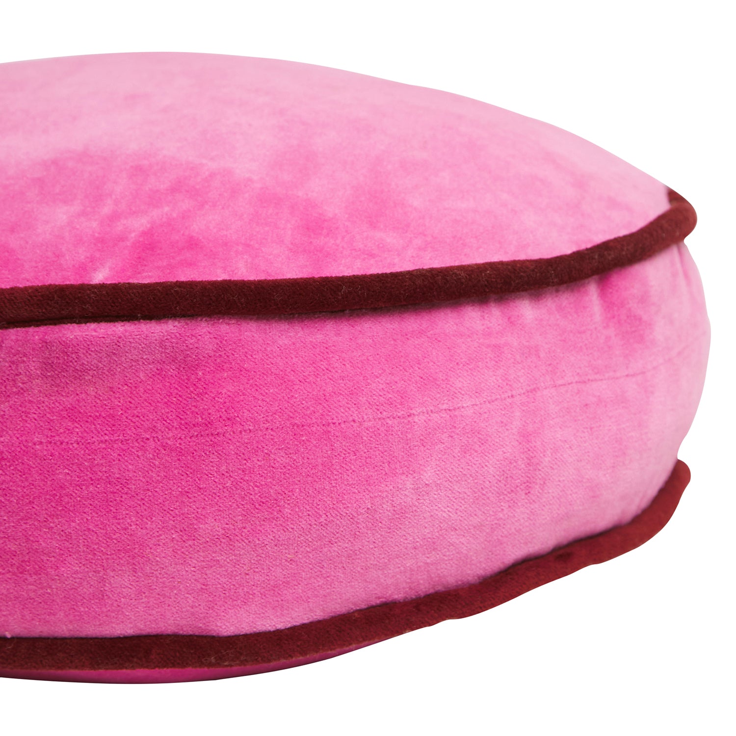 Castilo Round Velvet Cushion - Soft Fuchsia Pink Decorative Throw Pillow for Sofa, Bed & Home Decor - Perfect for Living Room, Bedroom & Nursery Accents