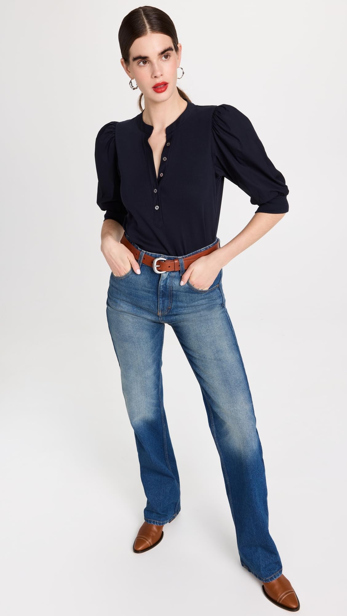 Veronica Beard Women's Coralee Denim Top - Stylish Casual Blouse for Everyday Wear, Work & Outings