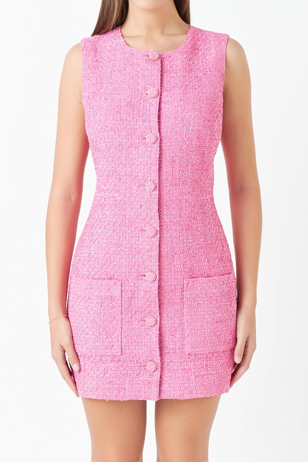 Endless Rose Women's Sleeveless Tweed Mini Dress - Elegant Cocktail Party & Summer Wedding Guest Outfit