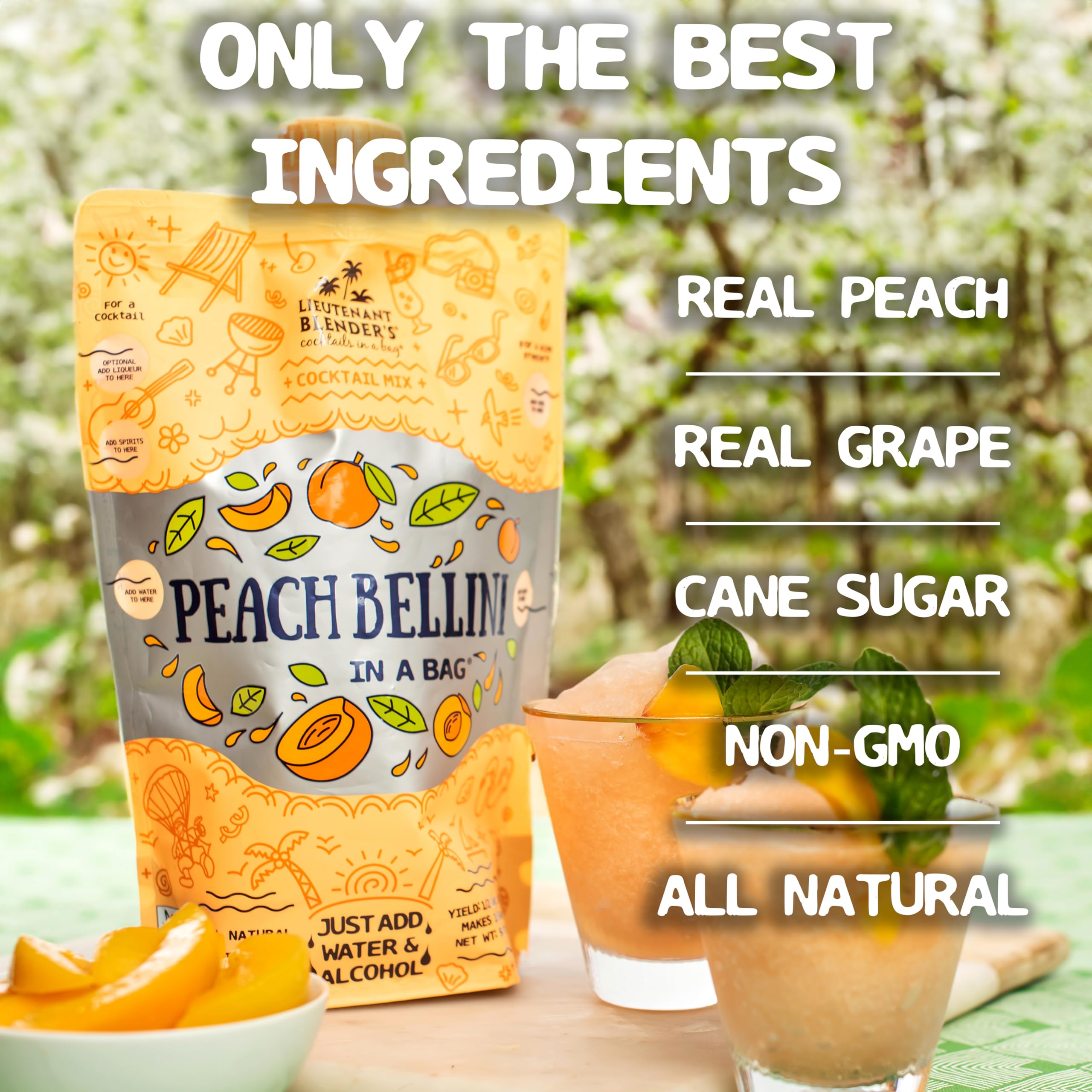 Premium Peach Bellini Wine Slushie Mix - Non-GMO Freezer Cocktail Mix (Pack of 3) - Makes 1/2 Gallon per Bag - Perfect for Pool Parties, Girls' Night & Summer Gatherings