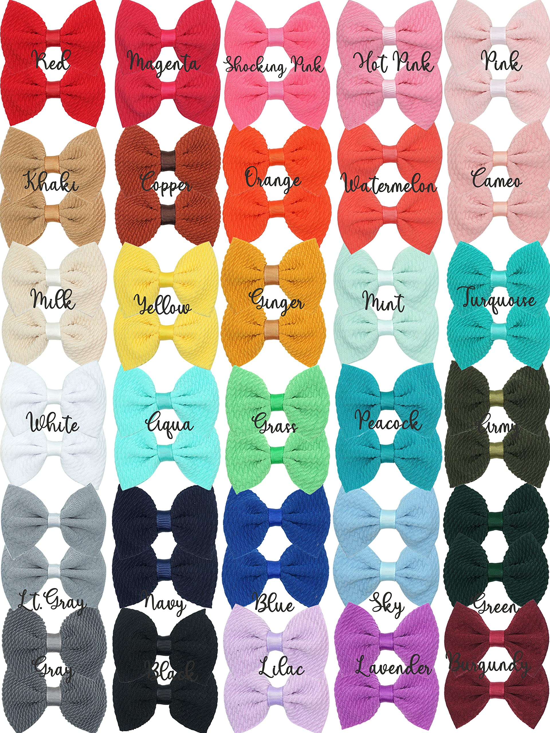JOYOYO 60Pcs Baby Girls Hair Bows - 2.75 Inch Twill Waffle Fabric Alligator Clips for Toddlers & Kids - Hair Accessories for Pigtails, Bangs & Everyday Styling - Perfect for School, Parties & Photo Shoots
