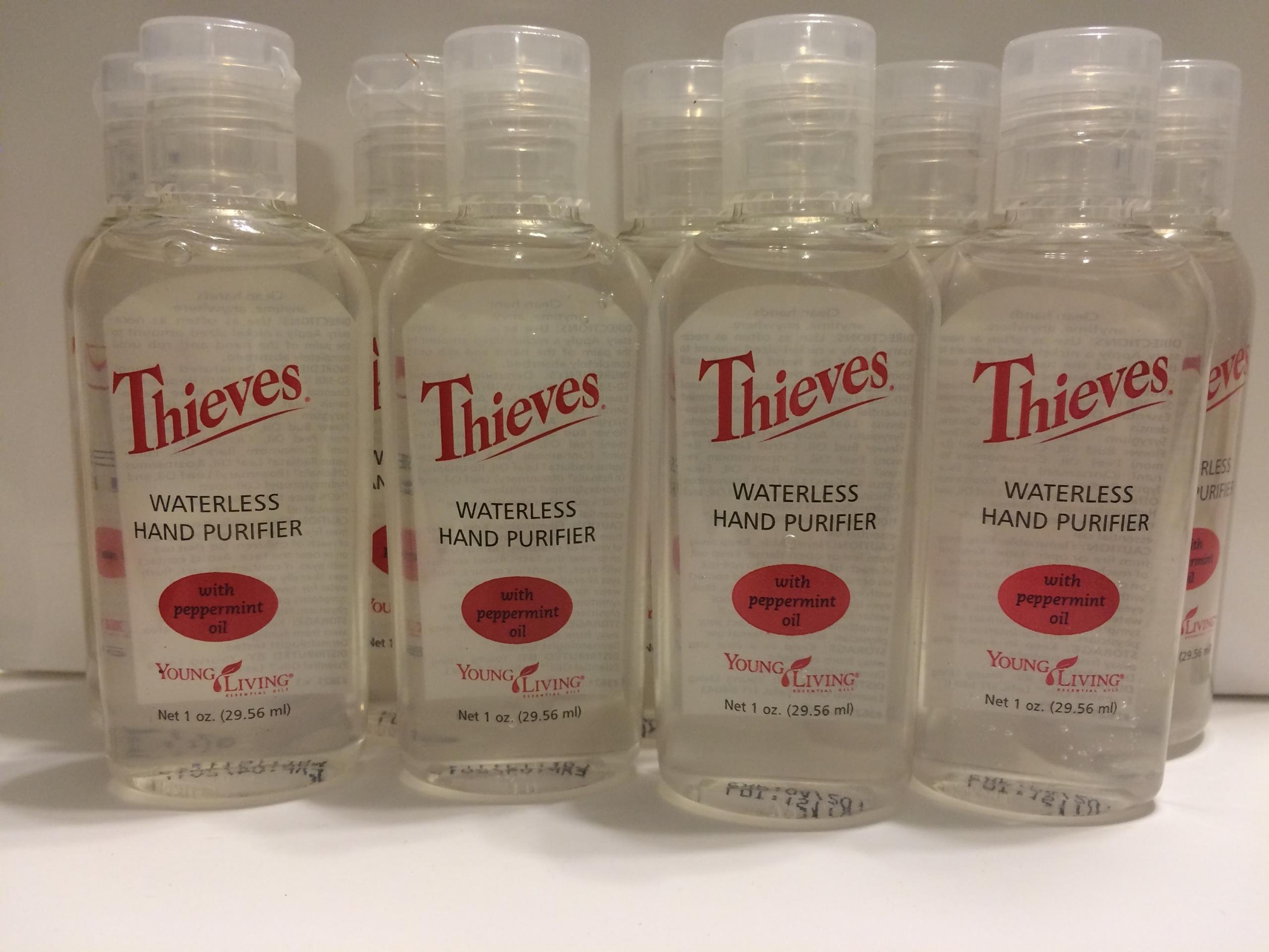 Young Living Essential Oils Thieves Waterless Hand Sanitizer - 9 Pack (1 fl oz each) | Natural Hand Purifier for Travel, Office, School & On-The-Go Use