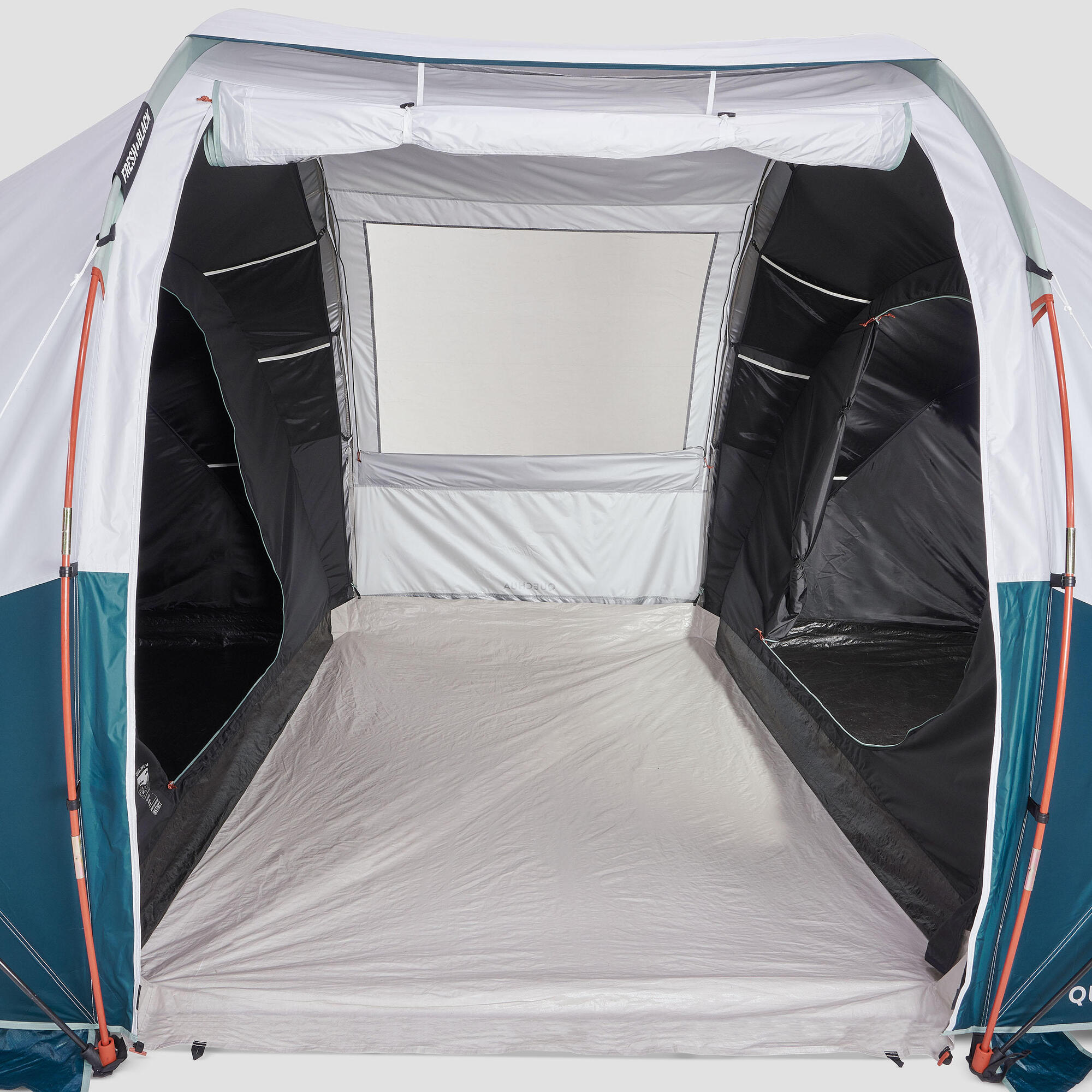 Quechua Arpenaz Fresh & Black Waterproof 4-Person 2-Room Family Camping Tent - Lightweight & Breathable for Outdoor Adventures, Hiking, and Backpacking Trips