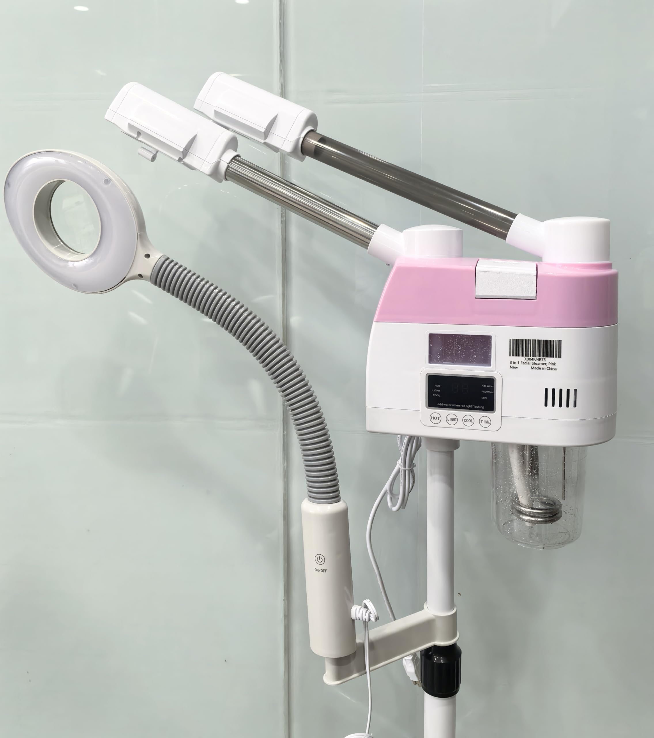 Professional 3-in-1 Facial Steamer with 5X Magnifying Lamp | Hot & Cool Mist Ozone Therapy | Portable Esthetician Steamer on Wheels for Home, Salon & Spa | Perfect for Deep Cleansing, Blackhead Removal & Skin Hydration