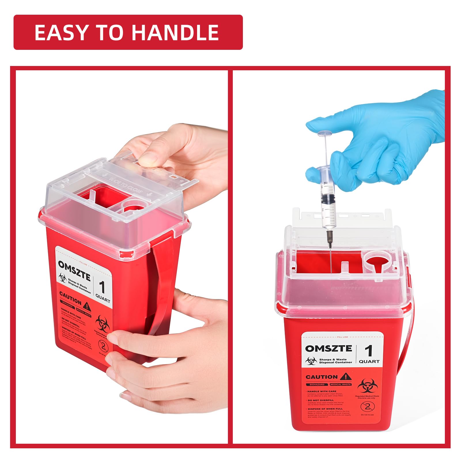 3-Pack 1-Quart Sharps Containers for Safe Needle & Syringe Disposal - Leak-Proof Biohazard Waste Bins for Home, Clinic & Travel Use - Ideal for Diabetics, Tattoo Artists & Medical Professionals