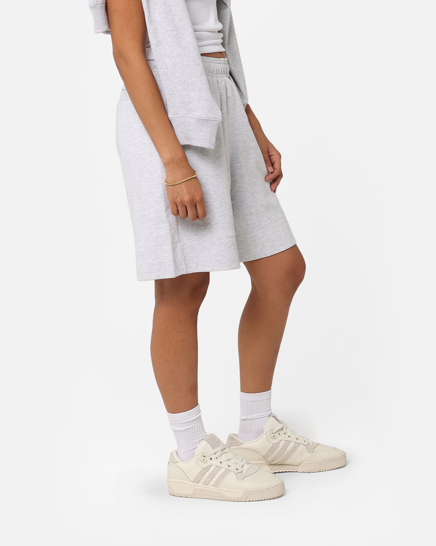 Adidas Women's Essentials 3-Stripe Light Grey Athletic Shorts - Comfortable Workout & Lounge Shorts for Running, Yoga, and Casual Wear
