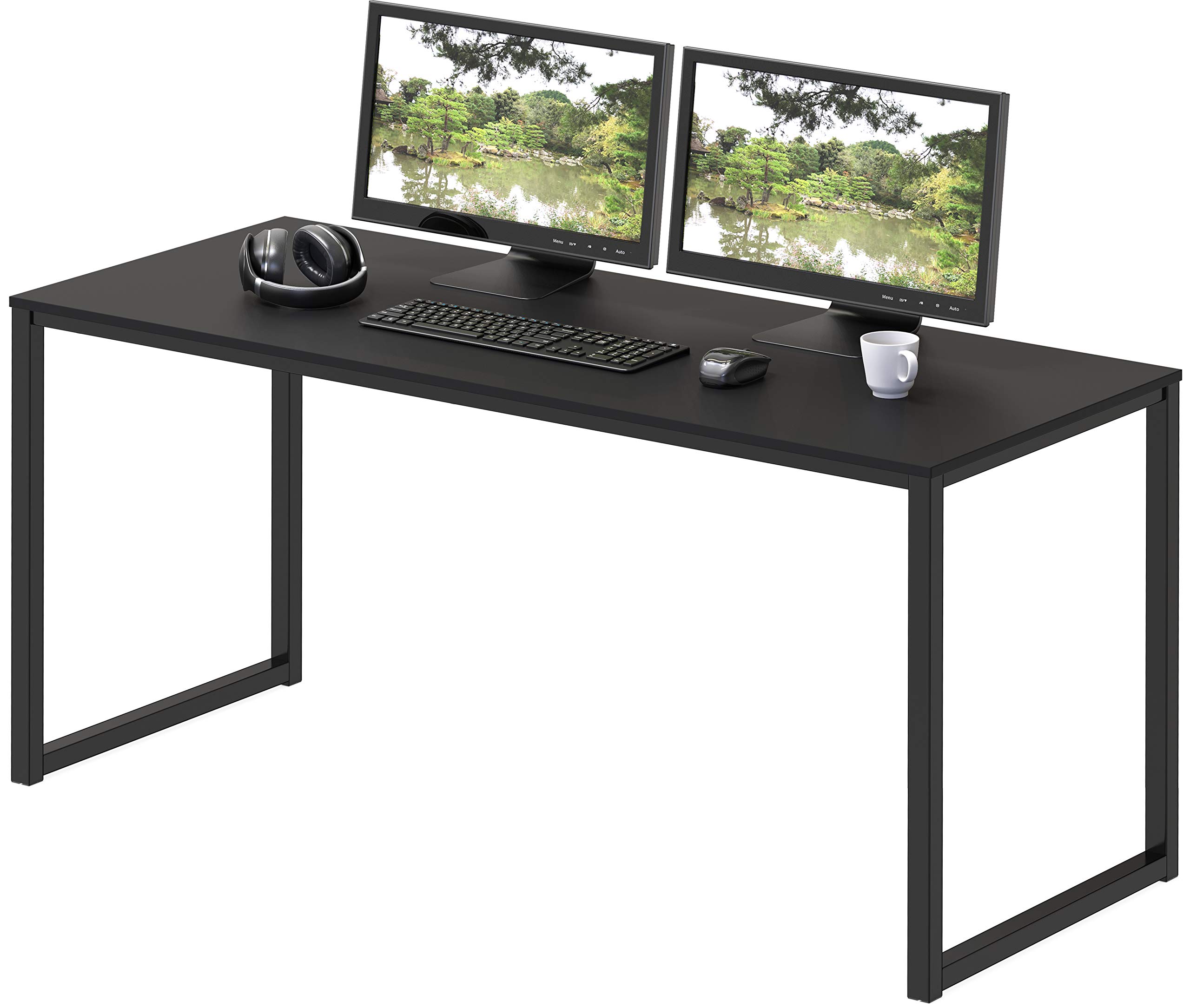 SHW Mission 48-Inch Home Office Computer Desk - Black | Modern Writing Desk for Small Spaces, Study Room & Work from Home Setup